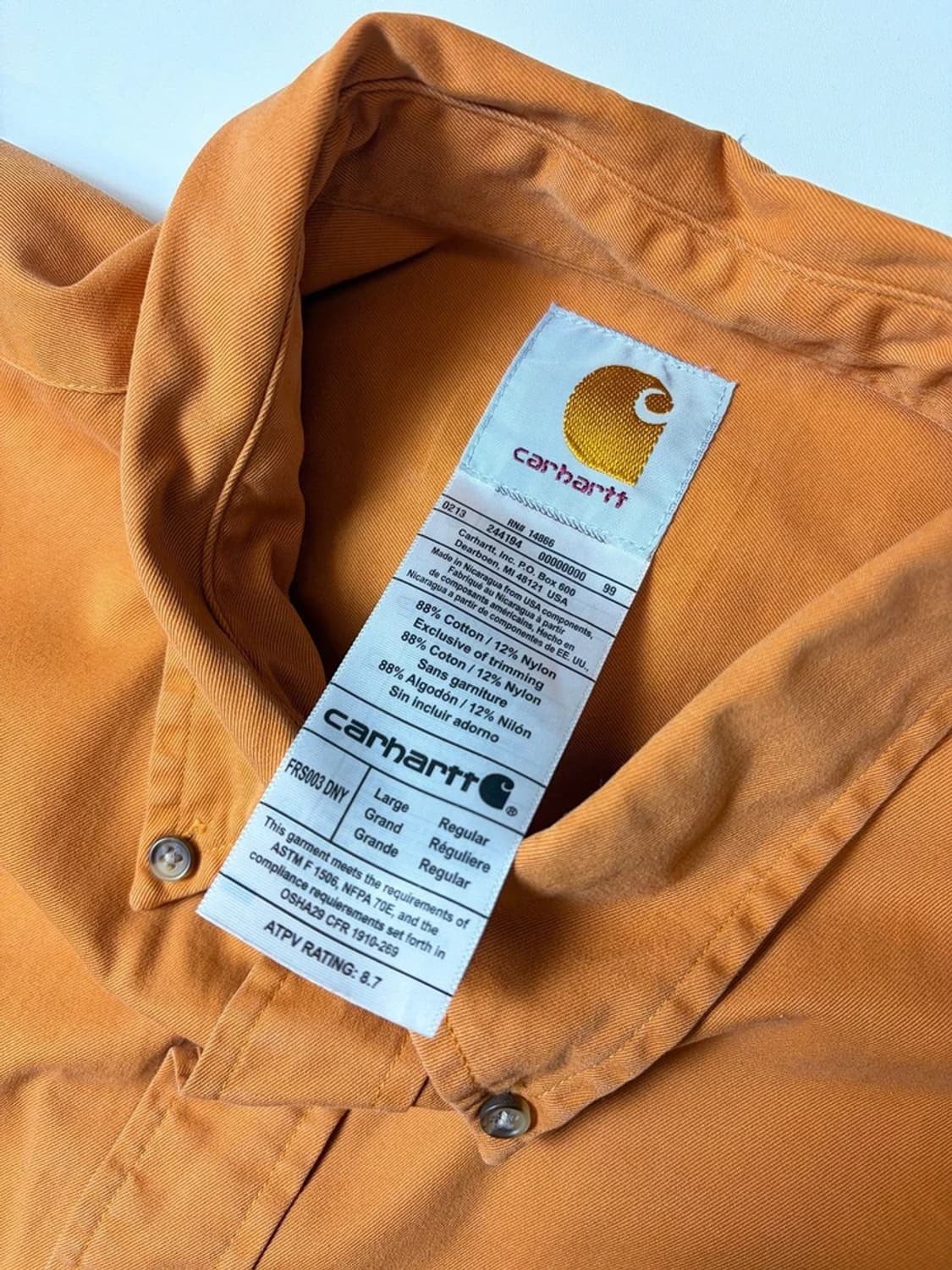 칼하트 버튼 다운 반팔 워크 셔츠 PN9209 상품이미지6