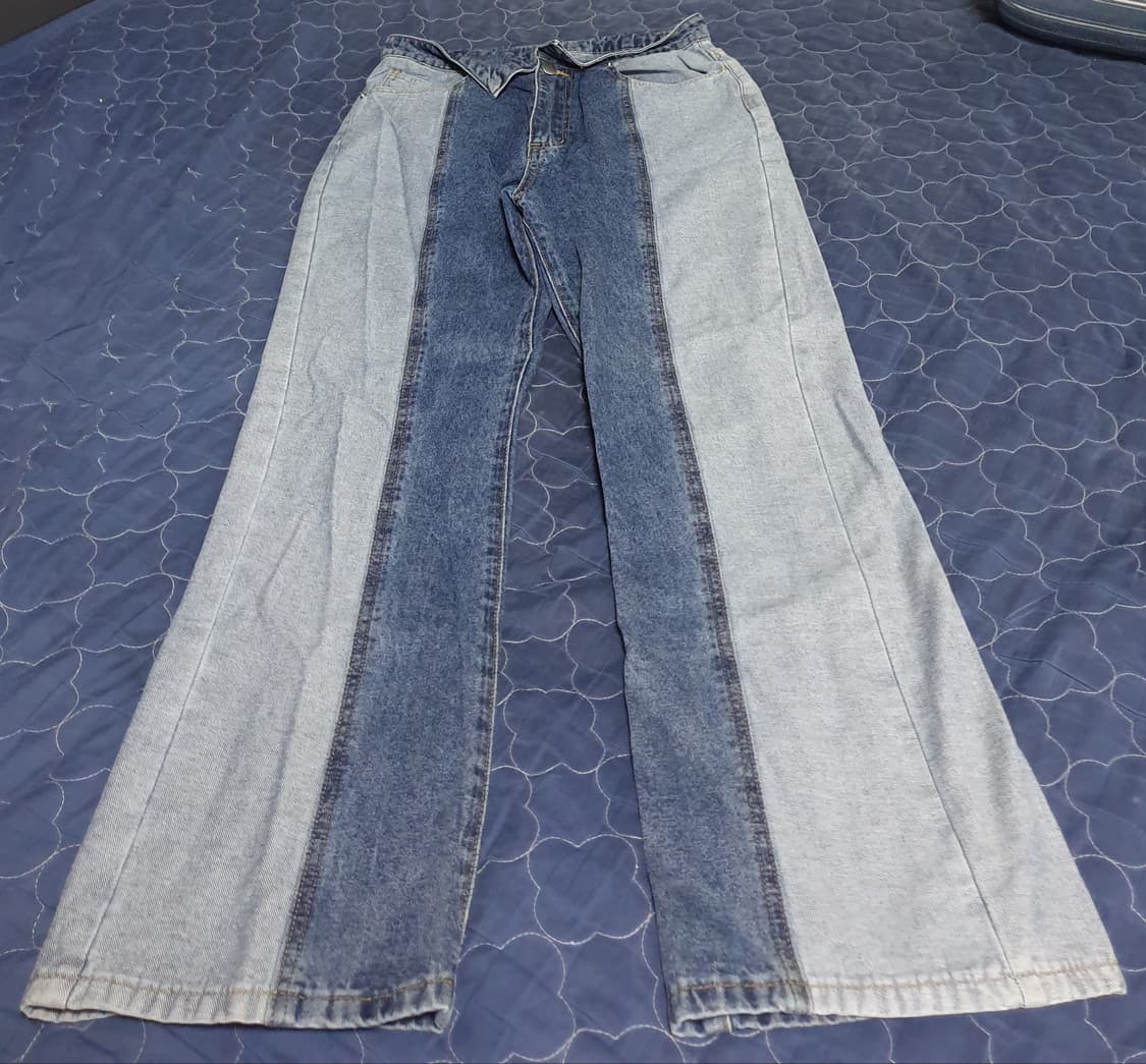 CIDER 세미와이드 사이드 배색 데님팬츠 (27) 상품이미지1