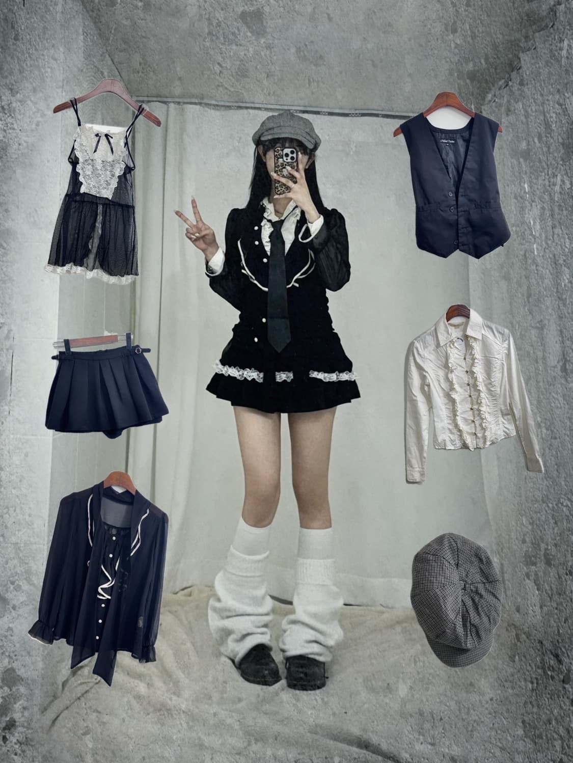 무채색 데일리 공겜여주 프레피 코디세트  상품이미지1