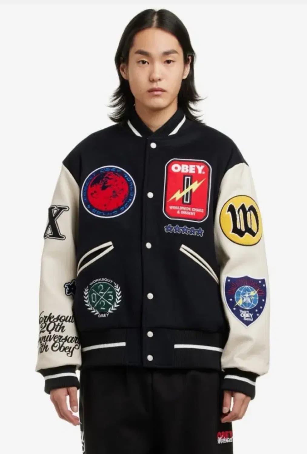 오베이X웍스아웃 바시티 자켓 상품이미지1