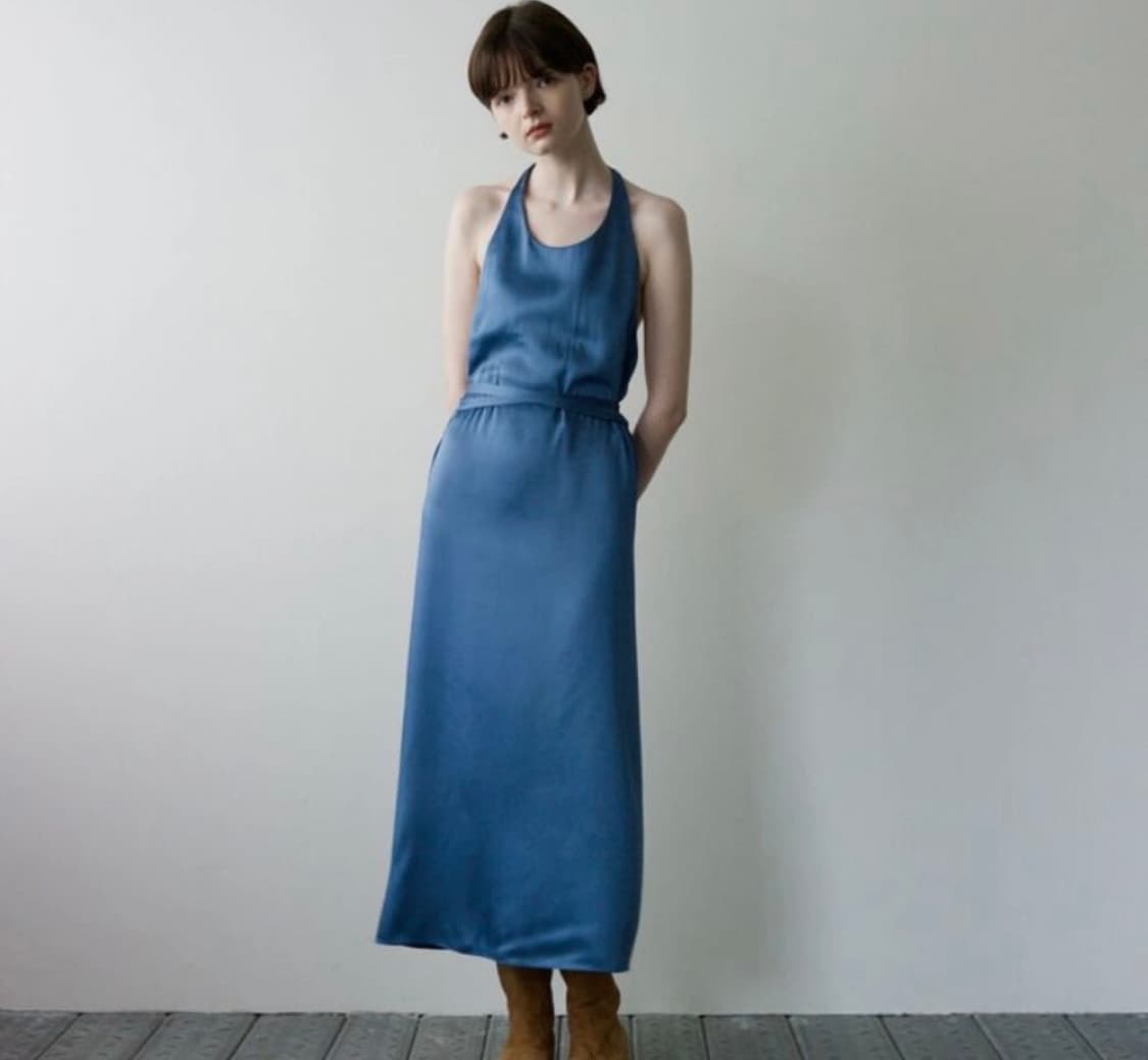 Blue halter wrap dress 상품이미지1