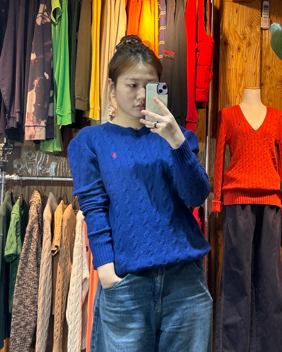 M 폴로랄프로렌 레드포니 케이블 블루 니트 상품이미지1