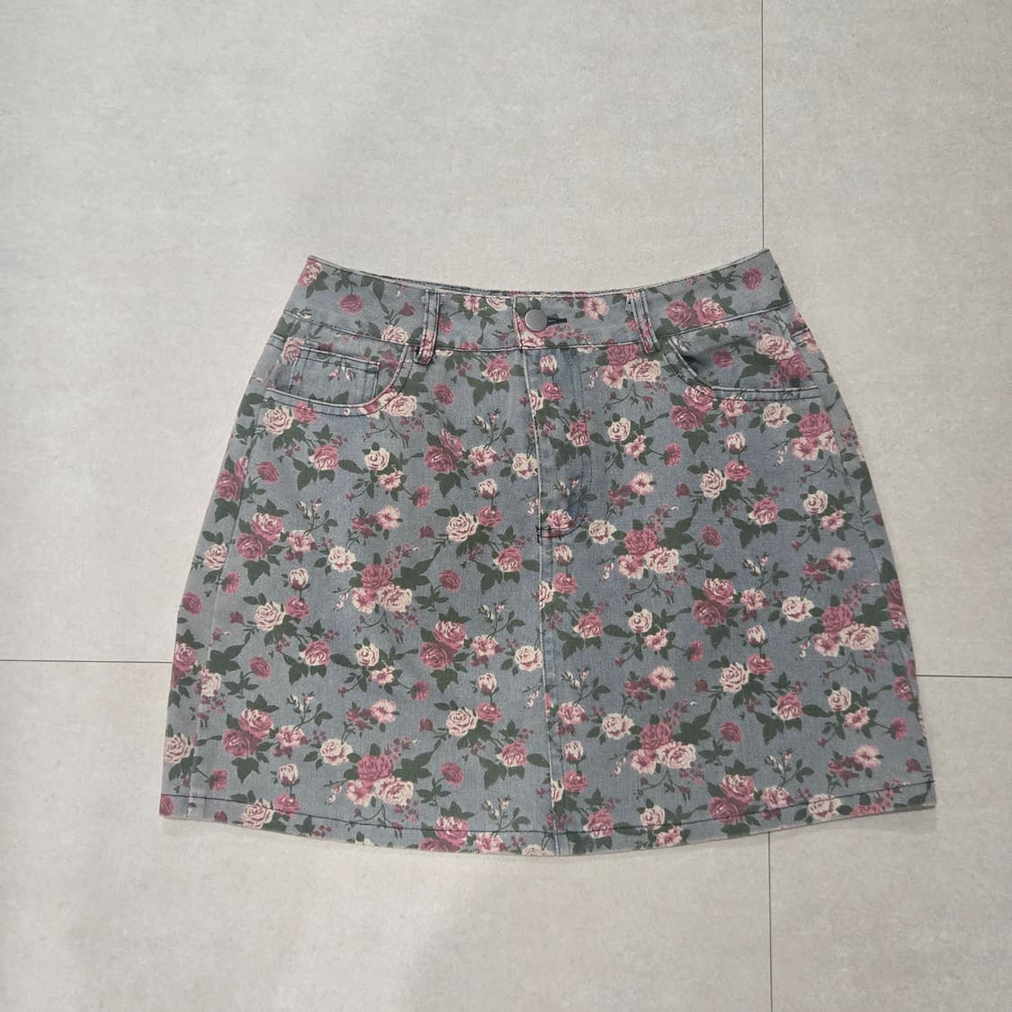 haula 장미 데님 미니스커트 상품이미지1