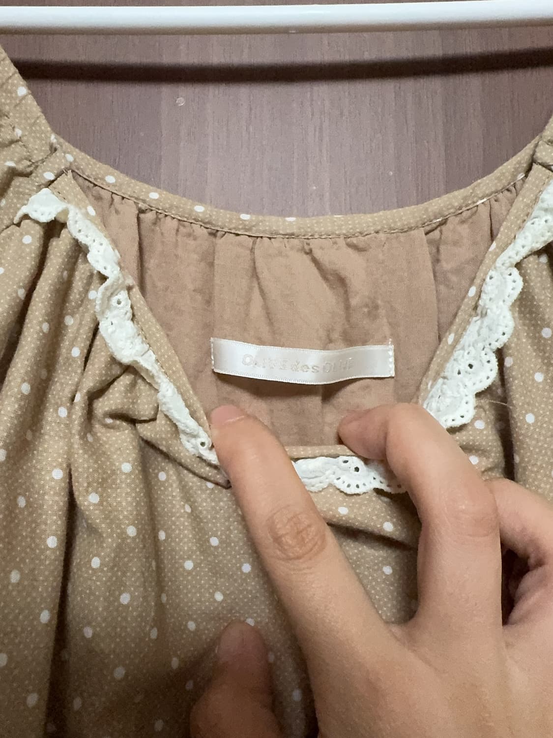 모리걸 라떼갸루 하구미 일본 빈티지 도트 펀칭 자수 레이스 원피스 상품이미지3