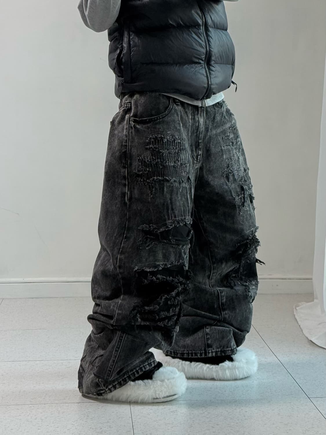 스모크 라이즈 데미지 데님팬츠 상품이미지2