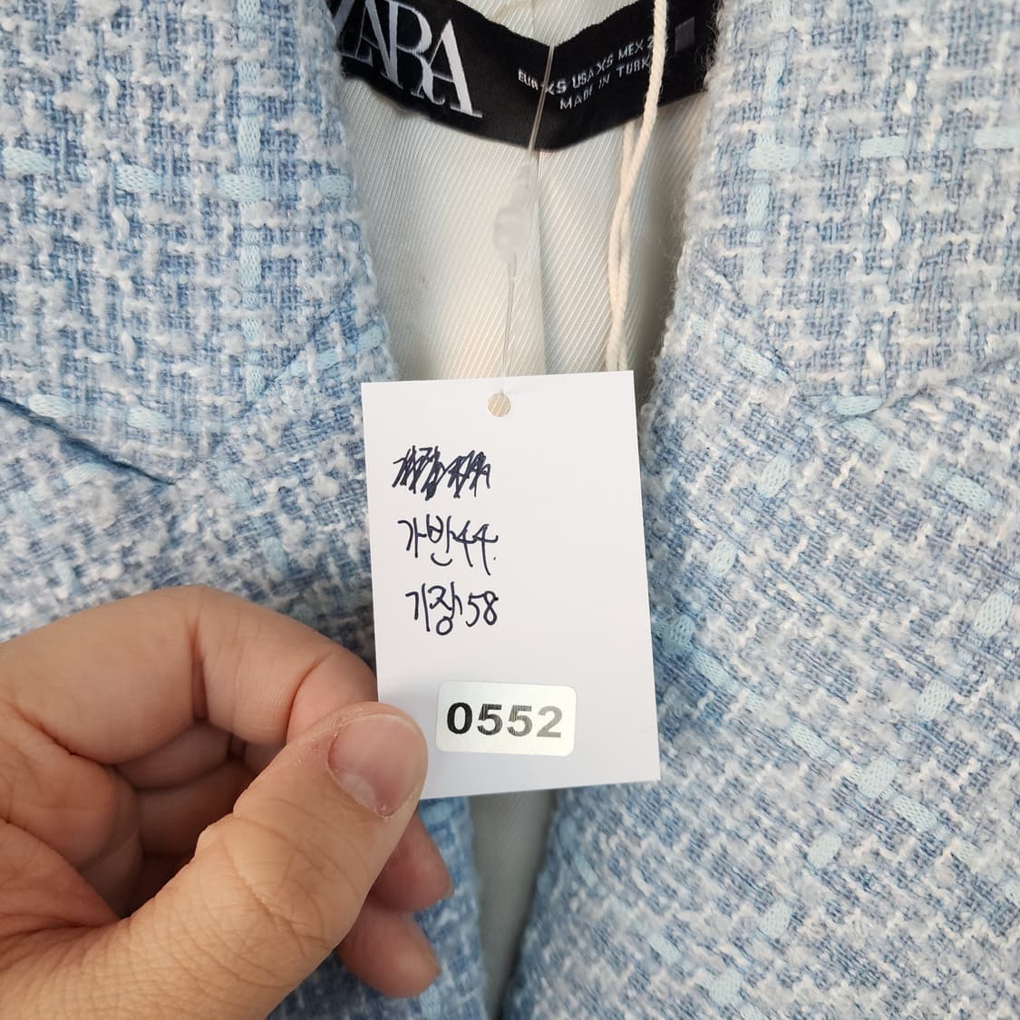 자라 트위드 더블 버튼 자켓 블루 상품이미지8