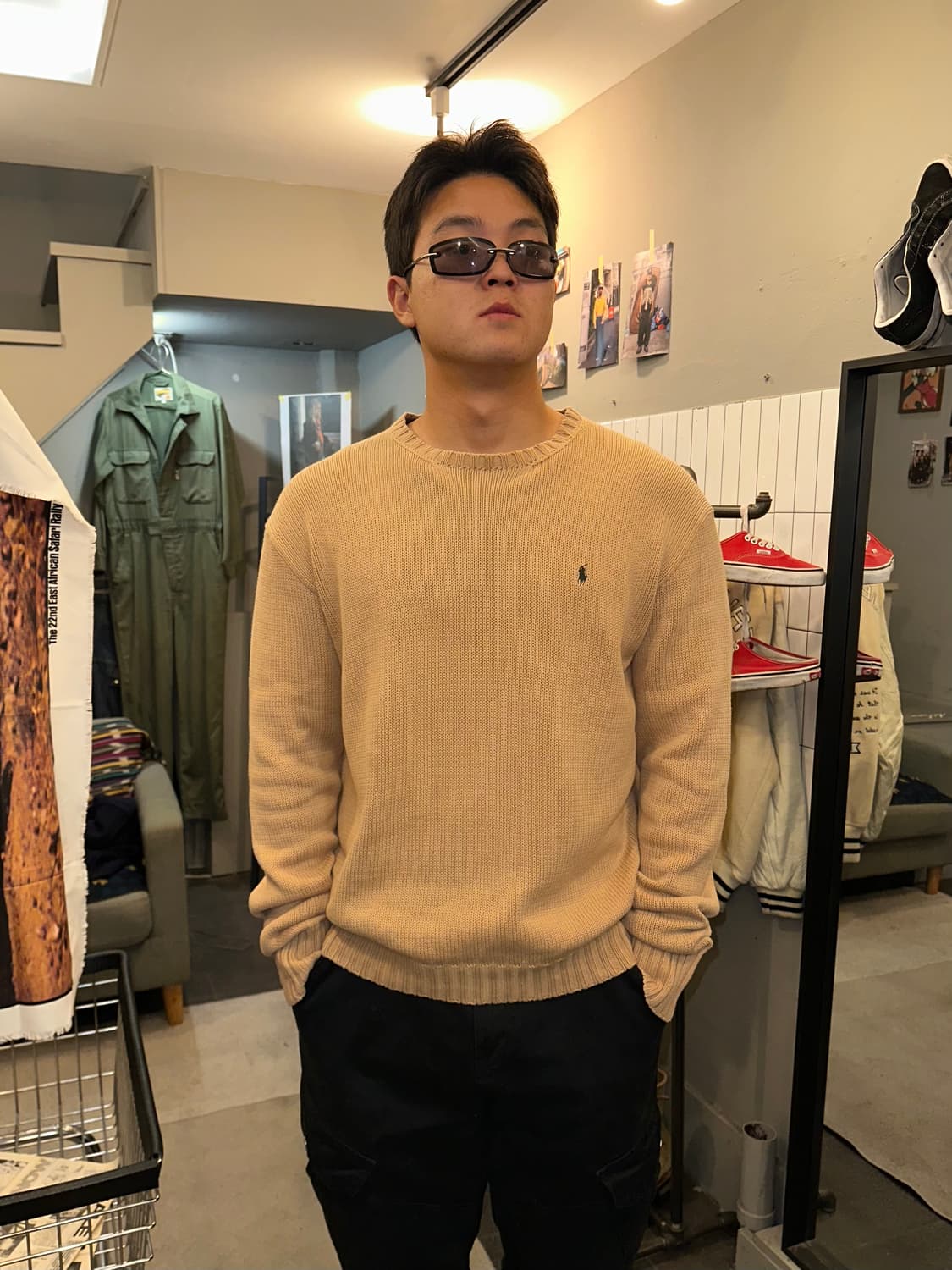 90’s Polo Ralph Lauren logo beige knit 상품이미지2