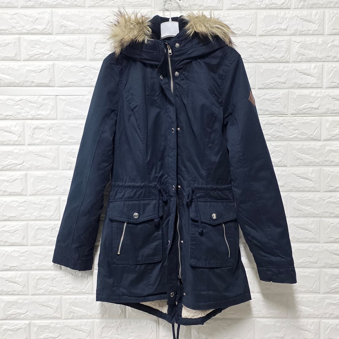 택포) 홀리스터 여성 네이비 퍼 후드 파카 S 상품이미지1