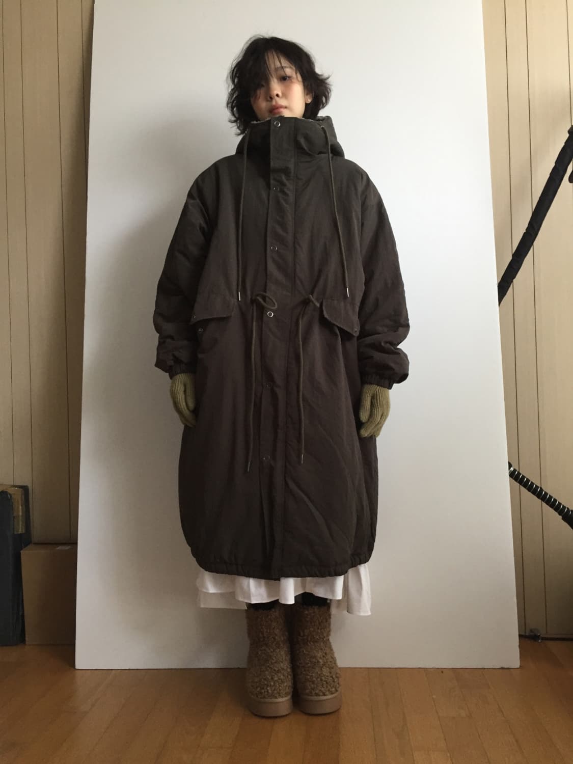 더기 양털 야상 점퍼 + 도트 머플러 세트 상품이미지4