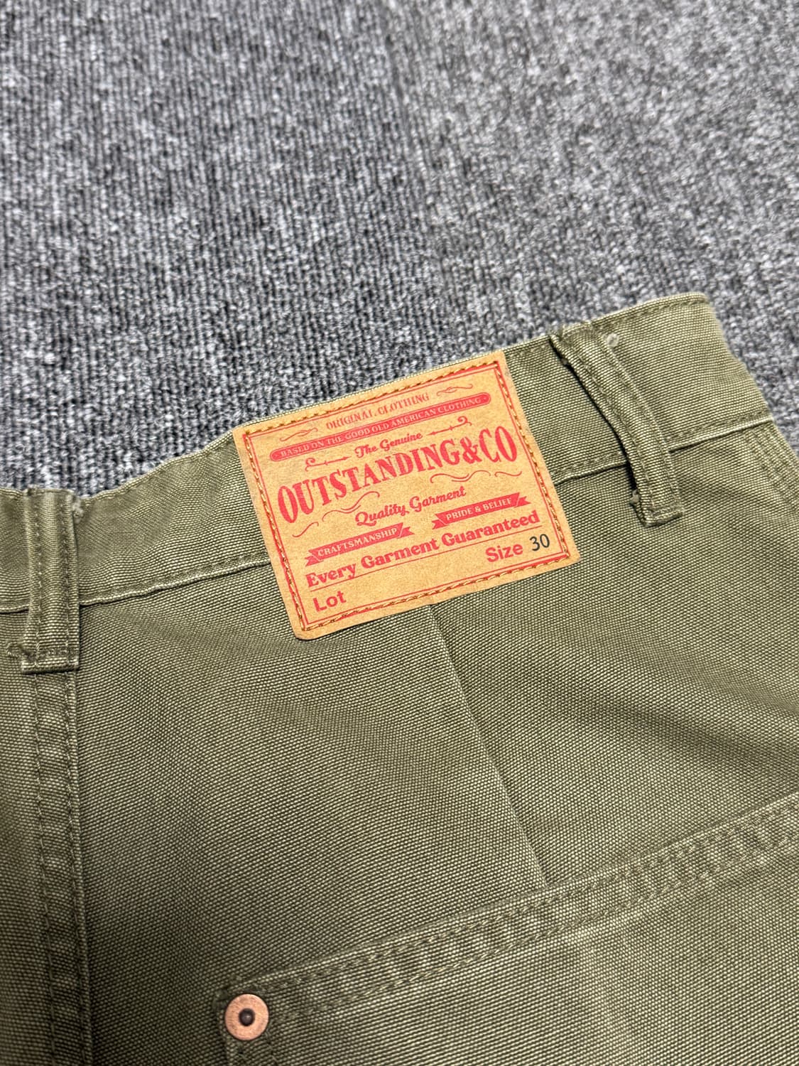 아웃스탠딩 캔버스 카펜더 더블니 팬츠 올리브 상품이미지3