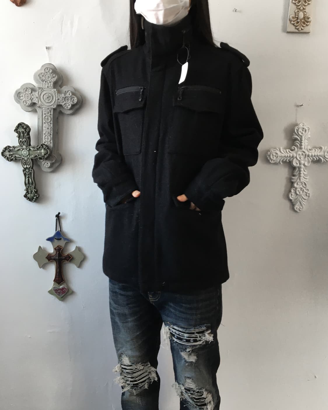 Multi pocket woolen high neck jacket 상품이미지6