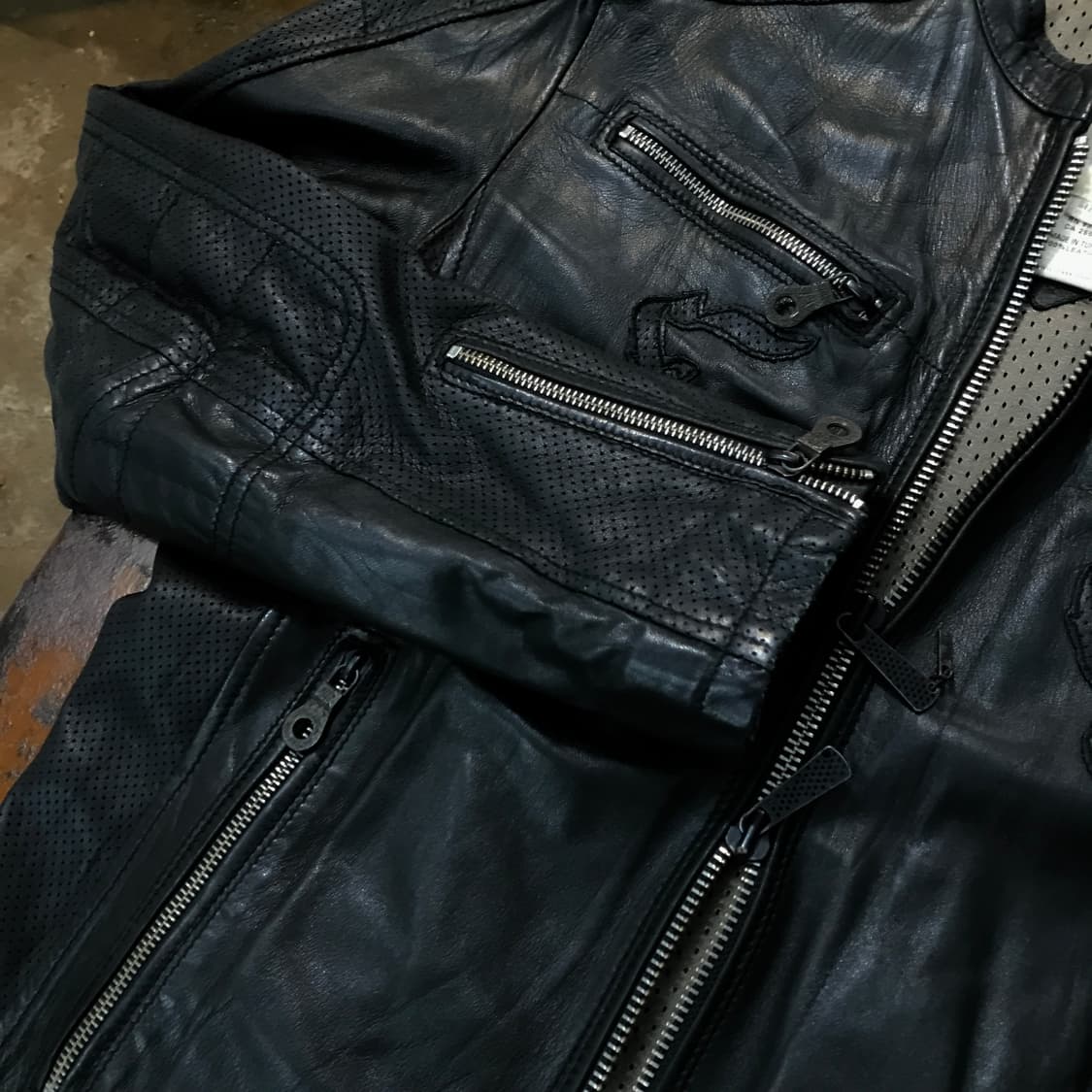 디젤 블랙 투웨이 집업 양가죽 레더 라이더 자켓 남성 102 105 상품이미지6