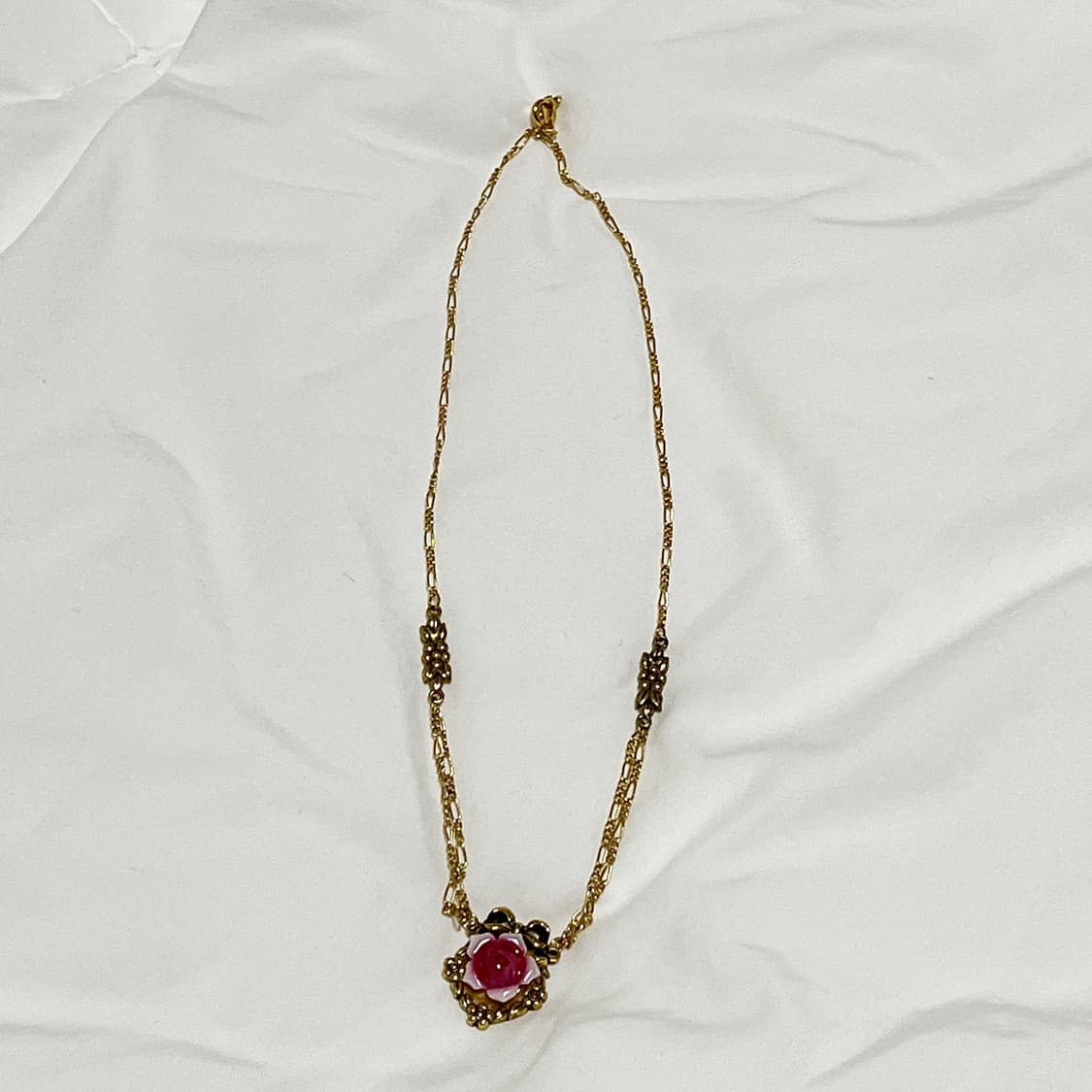 빈티지 ) 1928 jewelry 핑크플라워 리본목걸이 상품이미지2