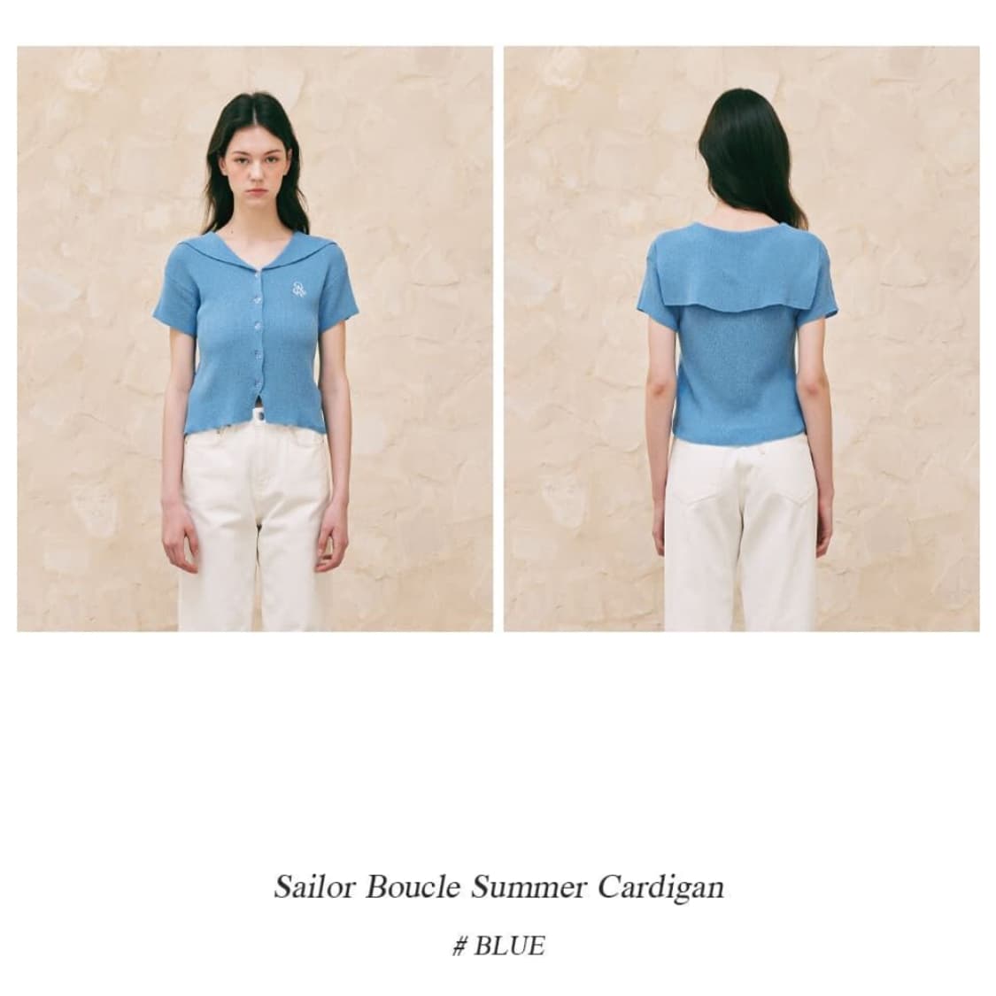 론론(RONRON) 세일러 부클 썸머가디건 55-66 새상품  상품이미지4