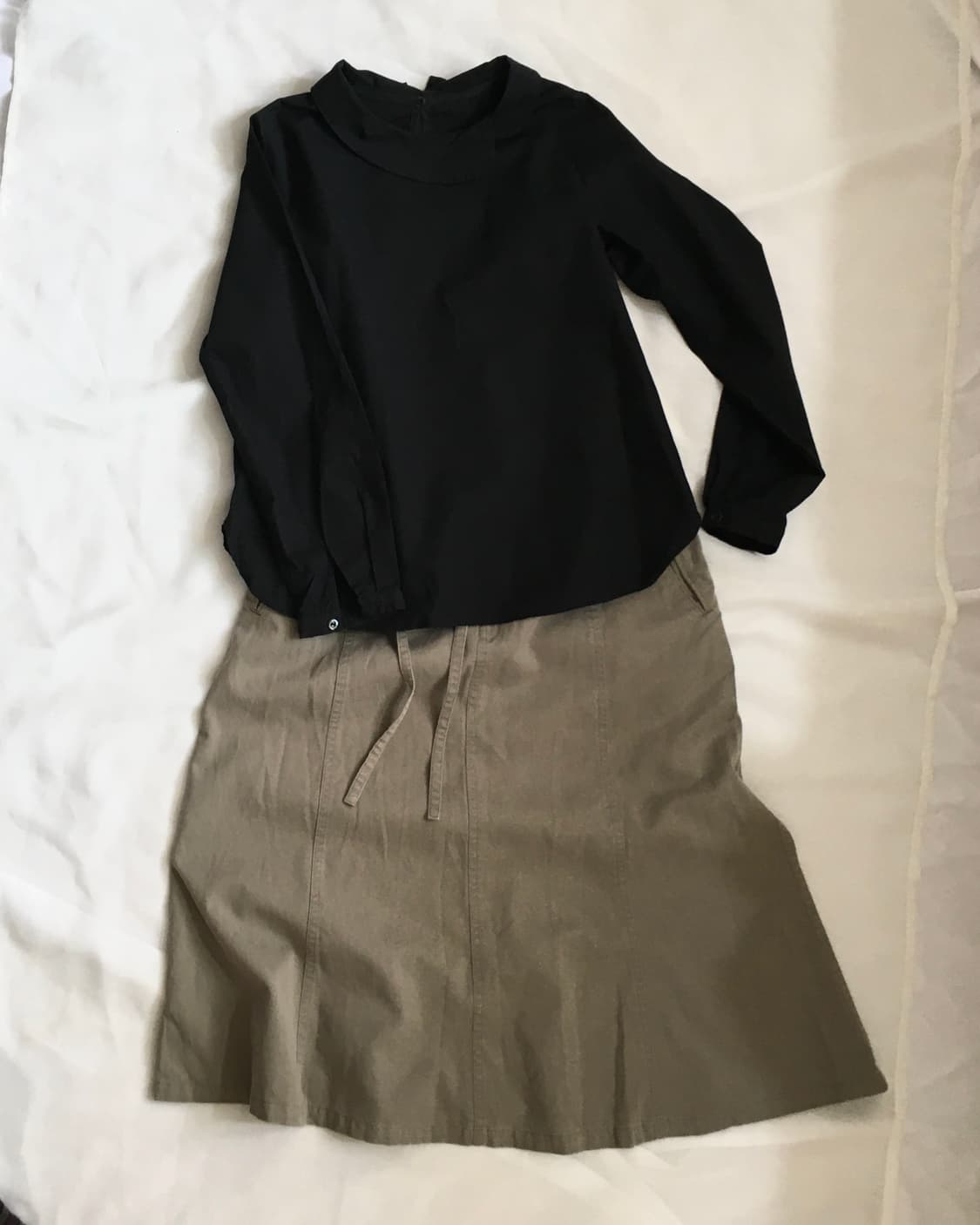 khaki cotton midi skirt 상품이미지4
