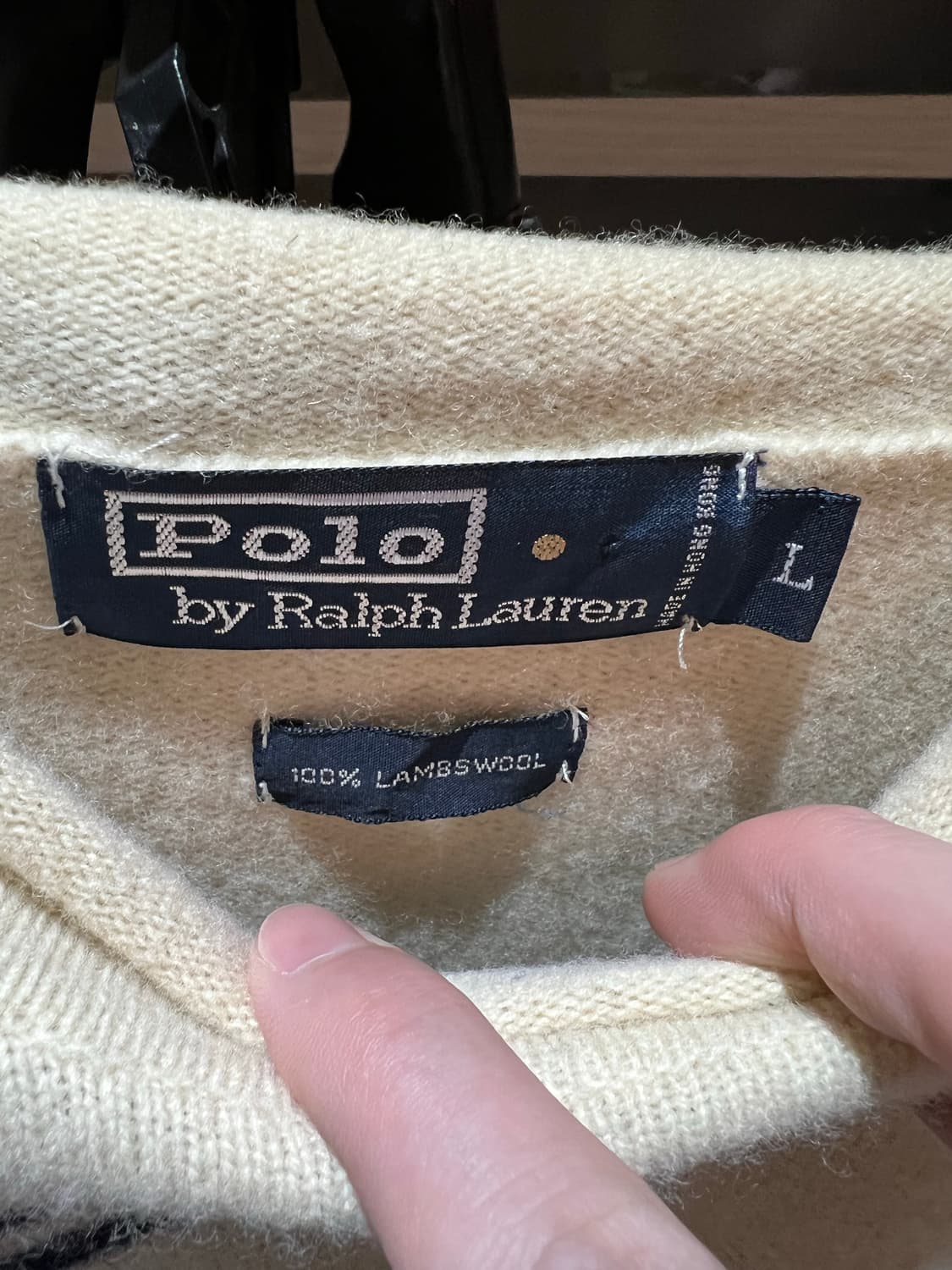 폴로 랄프로렌/ 빈티지 램스울 베이지 니트 / 라지 상품이미지2