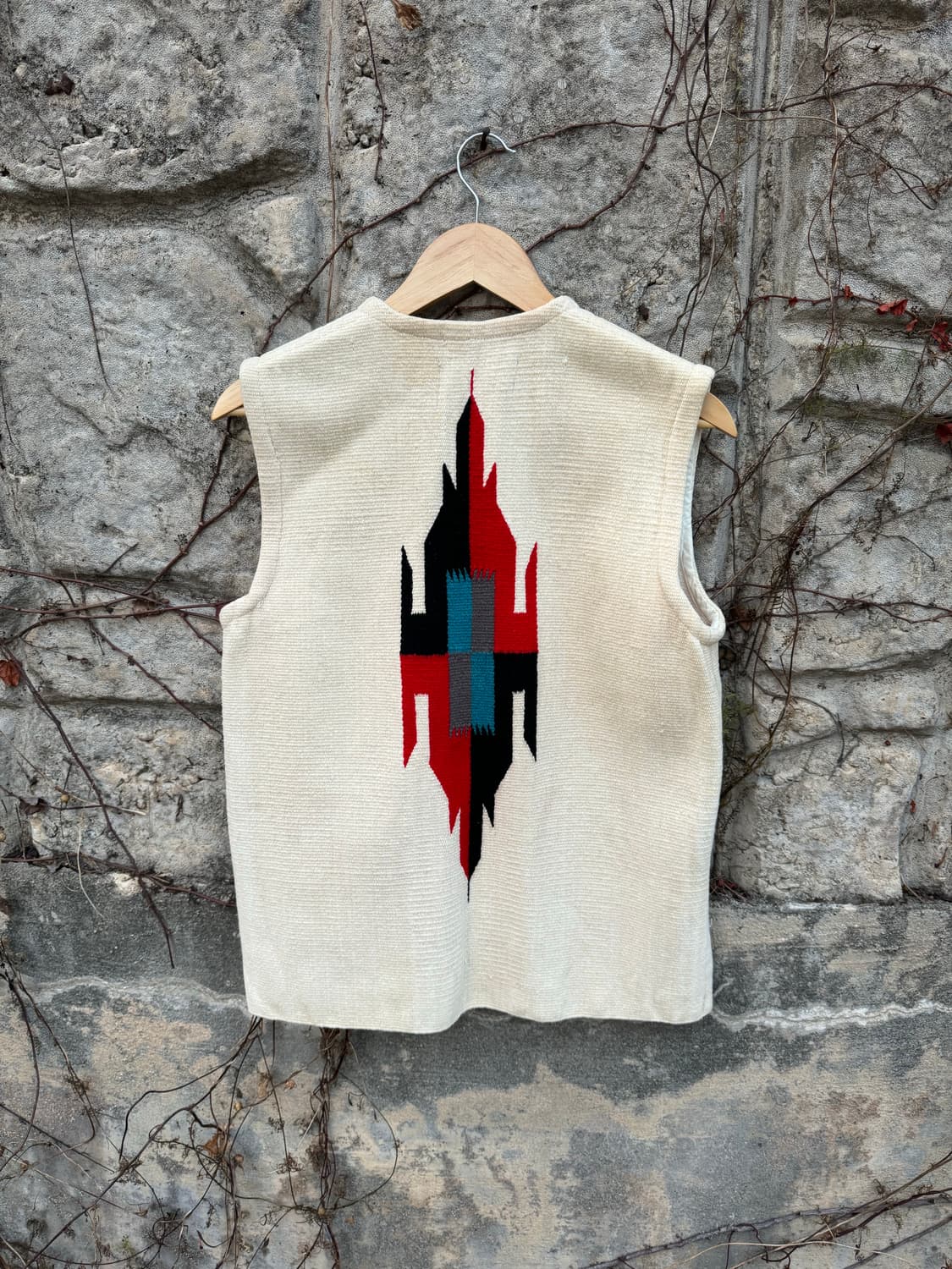 40s ~ 50s 빈티지 핸드 우븐 울 오르테가 치마요 베스트 센티넬라 상품이미지2