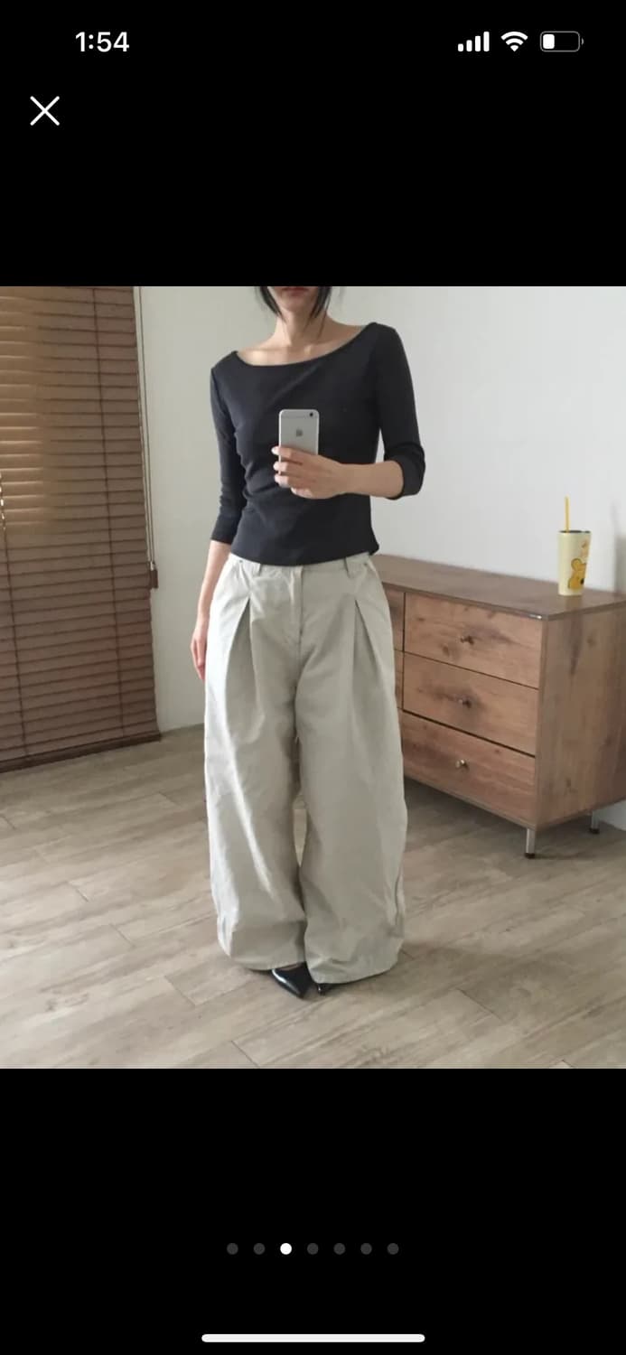 7부 보트넥 티셔츠 차콜 먹색 상품이미지3
