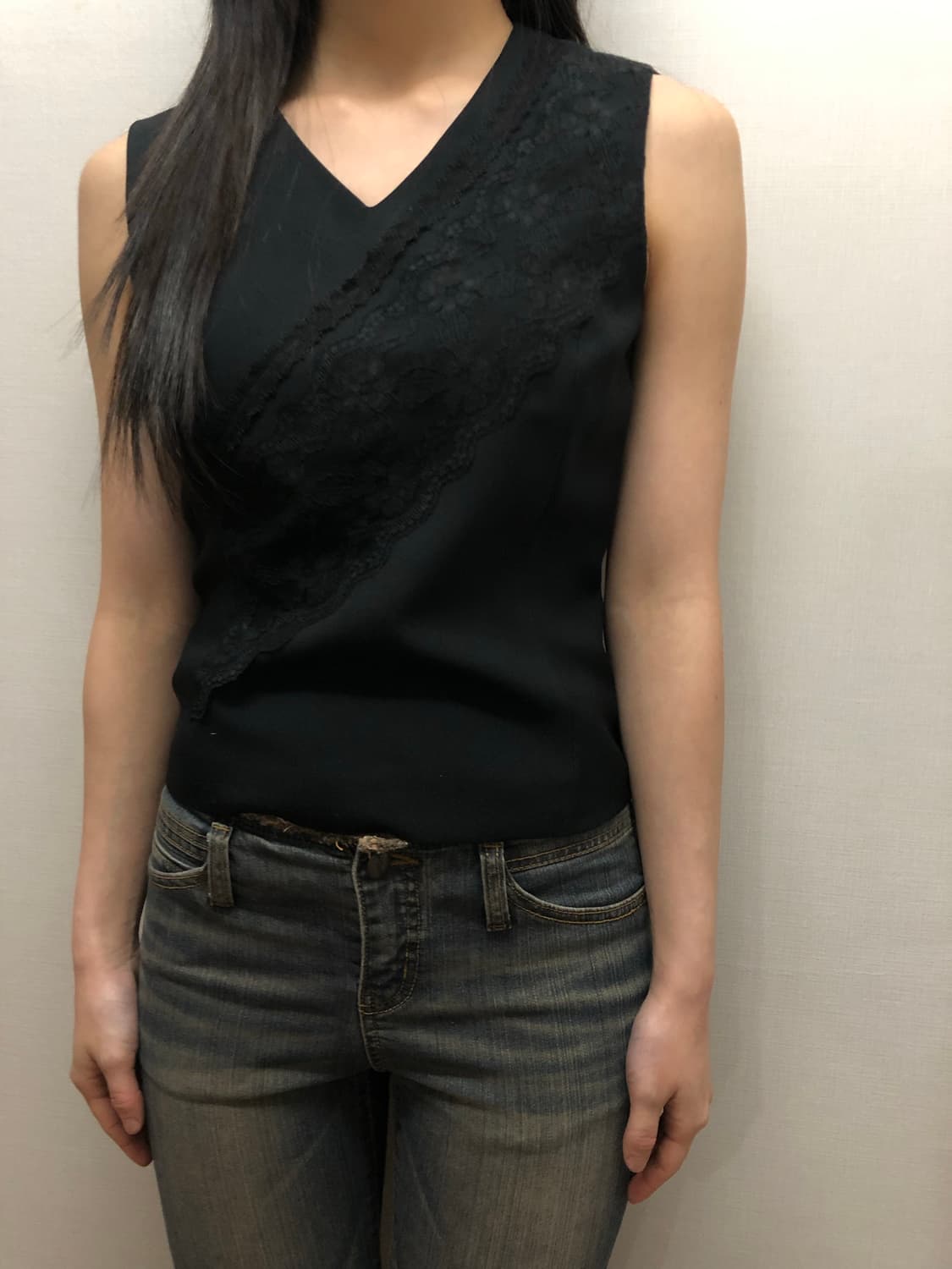 빈티지 블랙 레이스 슬리브리스 상품이미지2