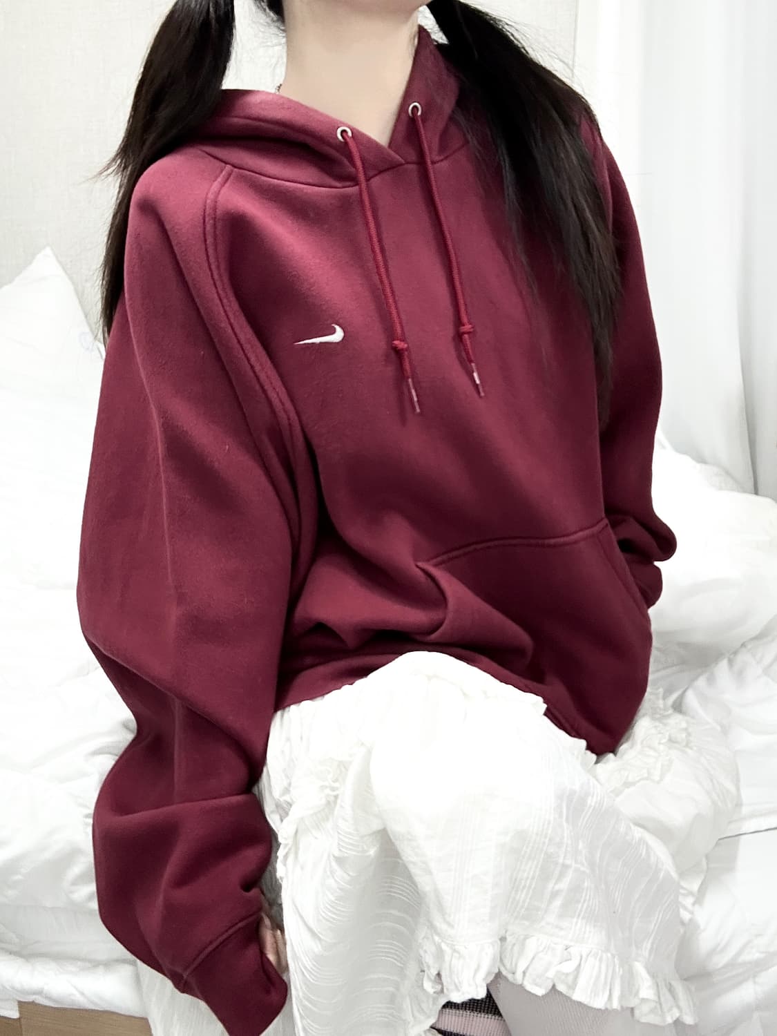 나이키 스우시 버건디 후드 상품이미지2