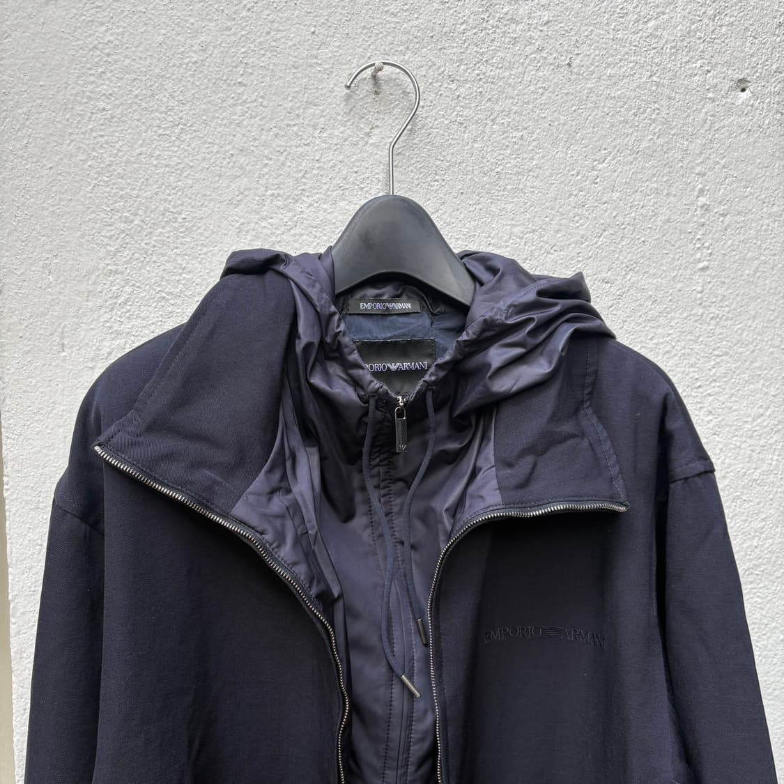 엠포리오 알마니 네이비 울 레이어 후드 집업 자켓 상품이미지7