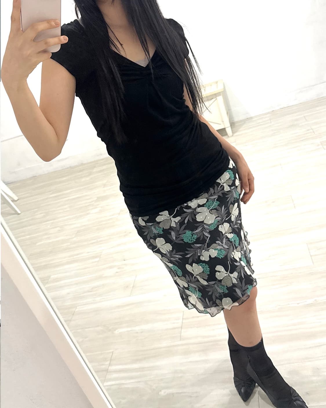 Black Mint Sheer Midi Skirt 상품이미지2