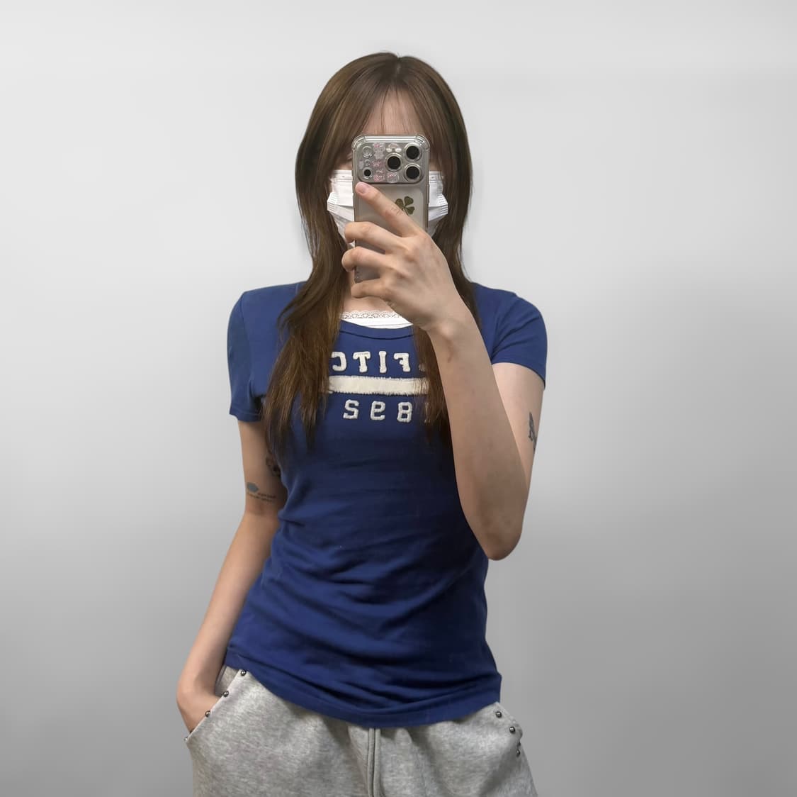 아베크롬비 피치 로고 반팔티 블루 상품이미지1