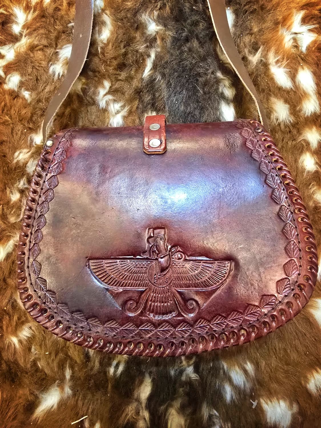 90s일본 빈티디 수제 통가죽 크로스백 상품이미지3