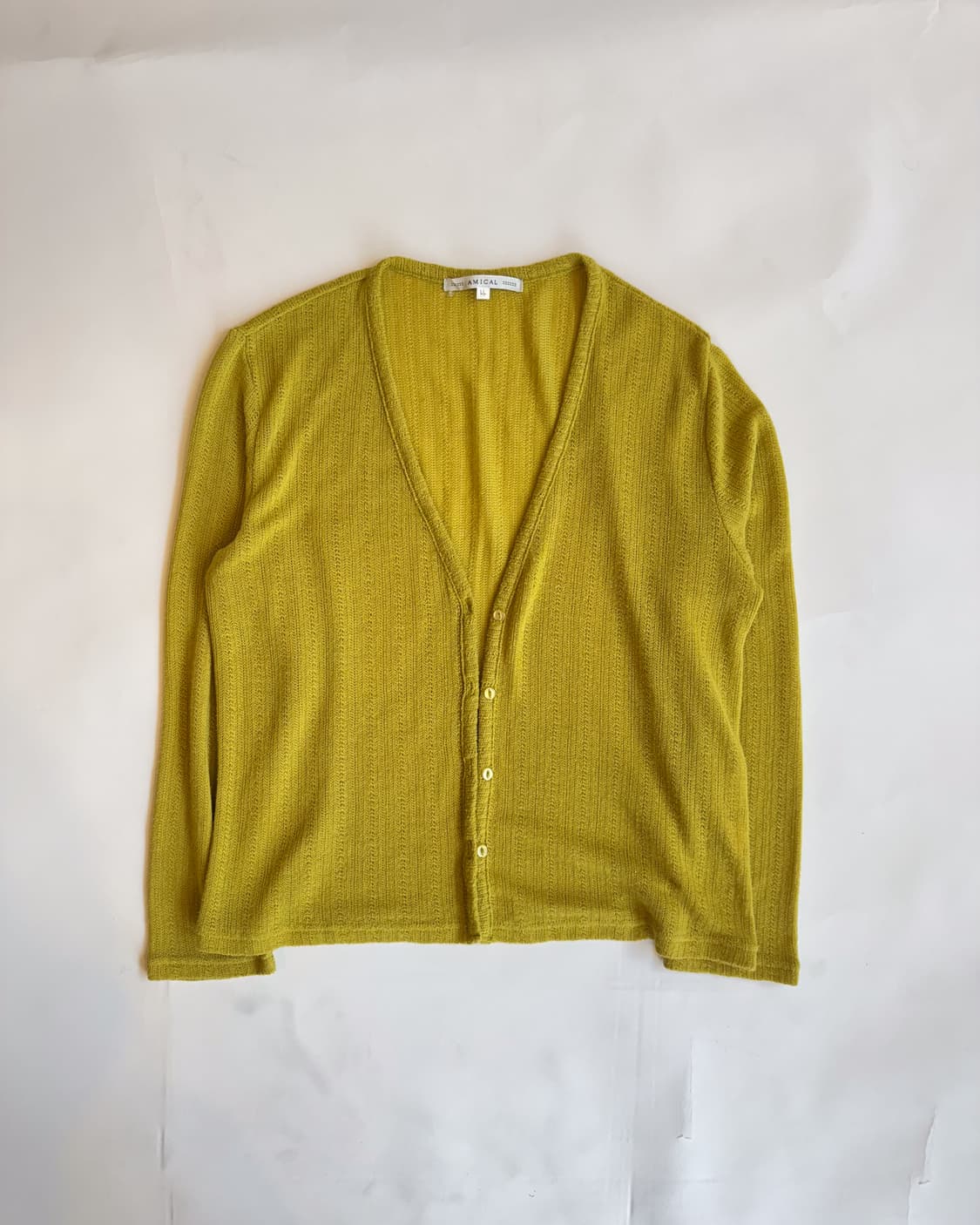 Yellow Pointelle Knit Cardigan 상품이미지1