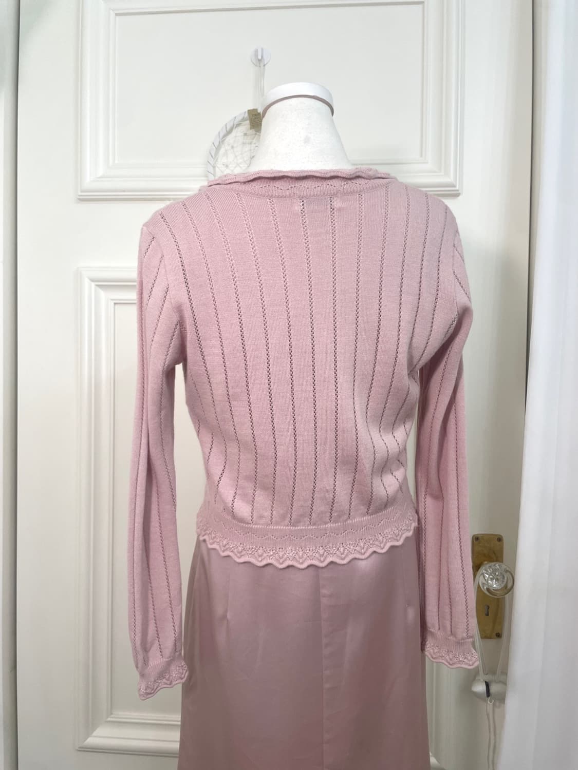 pink crochet lovely bolero&EF-DE satin s 상품이미지4
