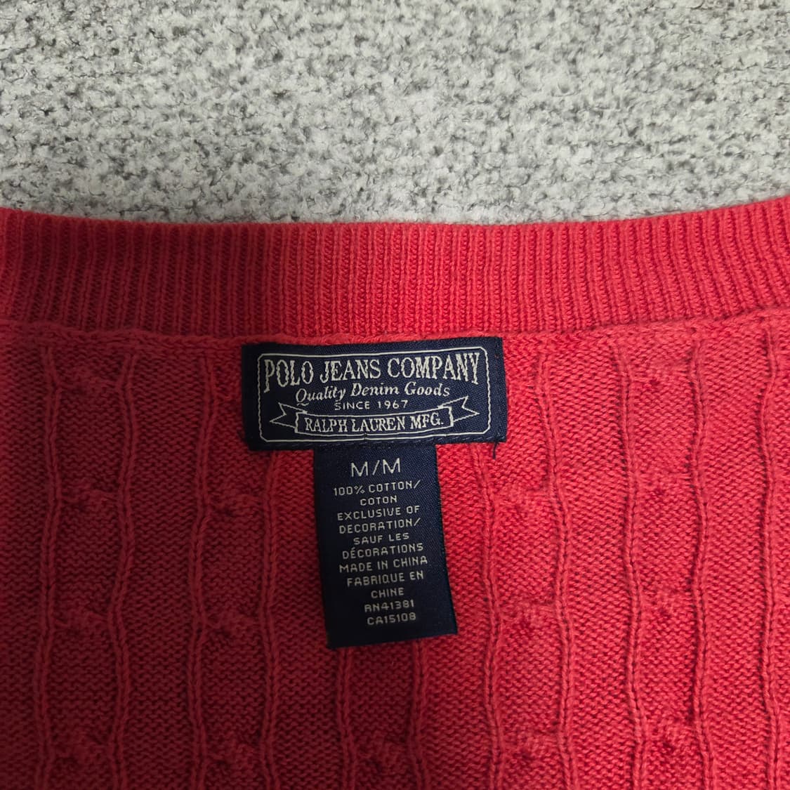 Polo Jeans 폴로 진스 v넥 니트 M 레드 상품이미지3