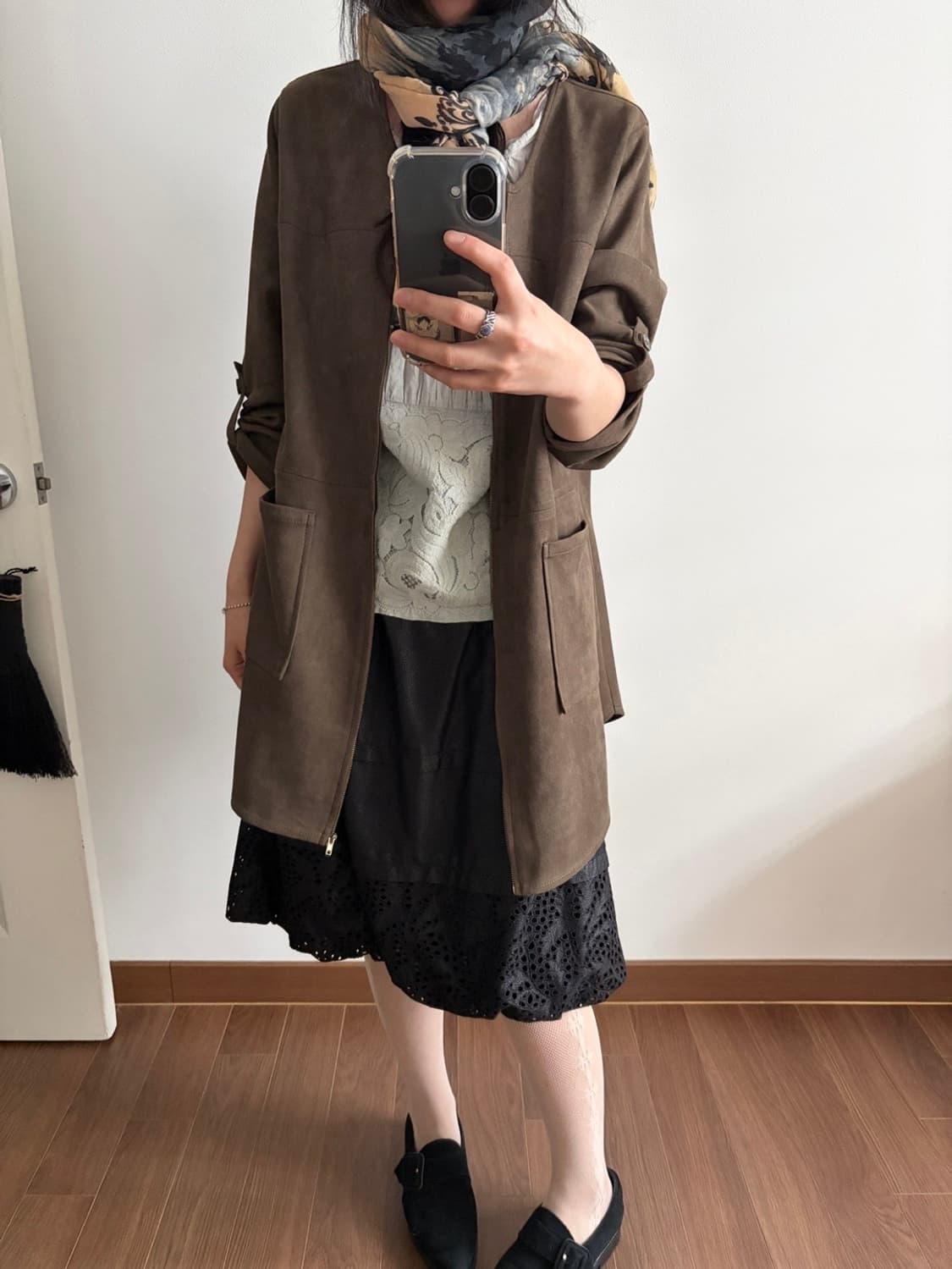 non collar suede zip-up jacket 상품이미지2