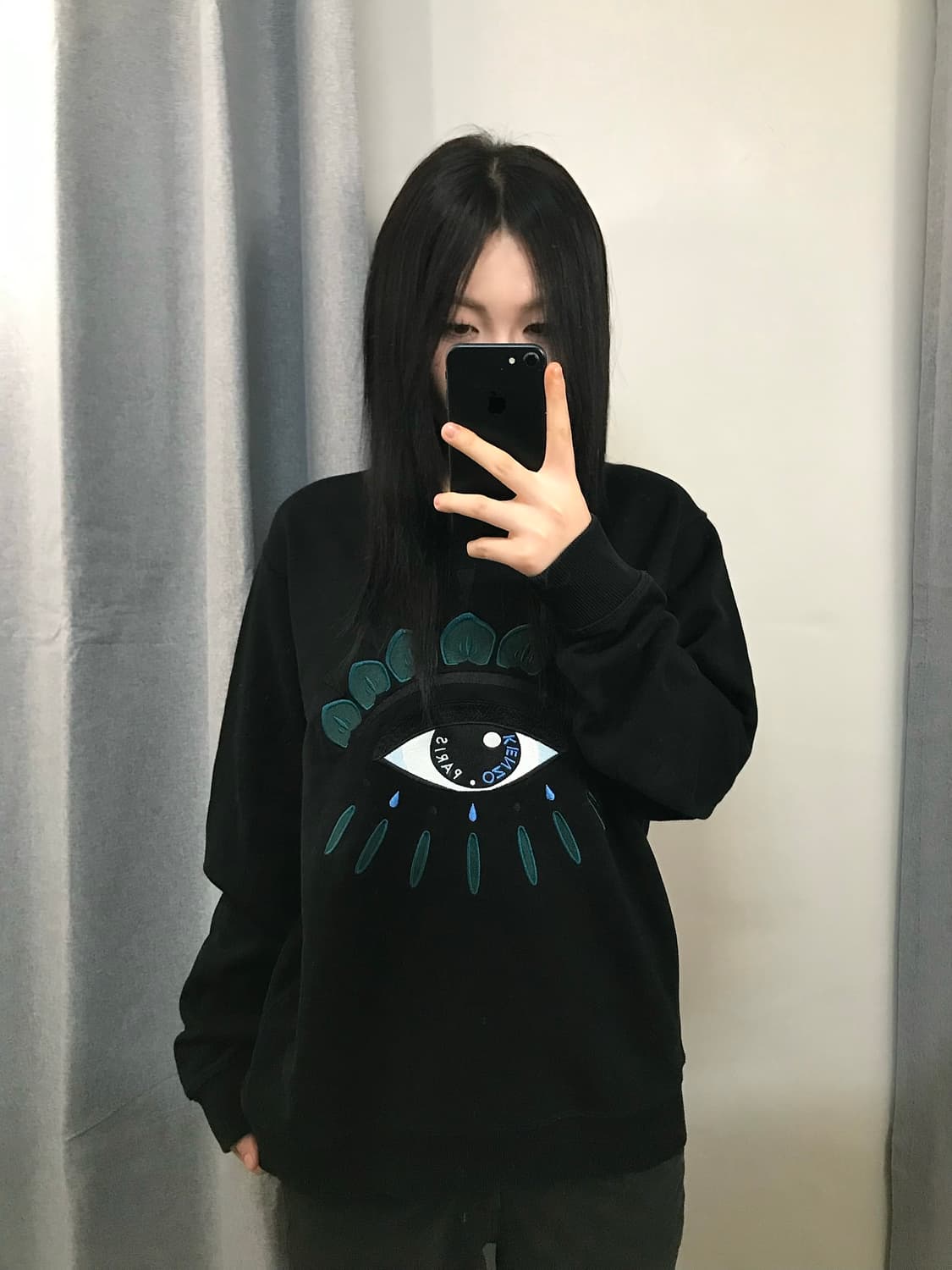 [정품]겐조 아이 자수 맨투맨 블랙 M 상품이미지1