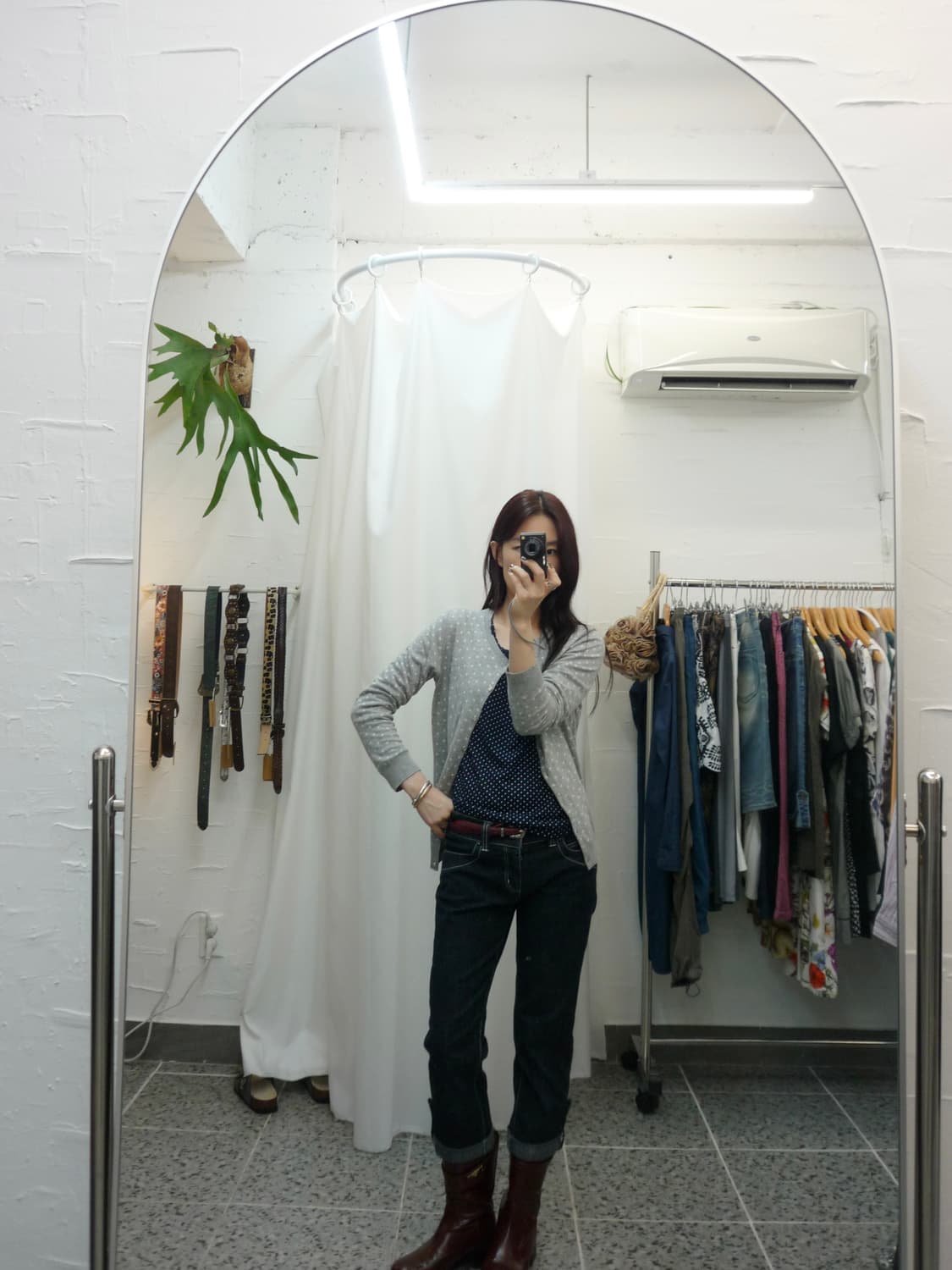 Dot pattern grey cardigan 상품이미지1