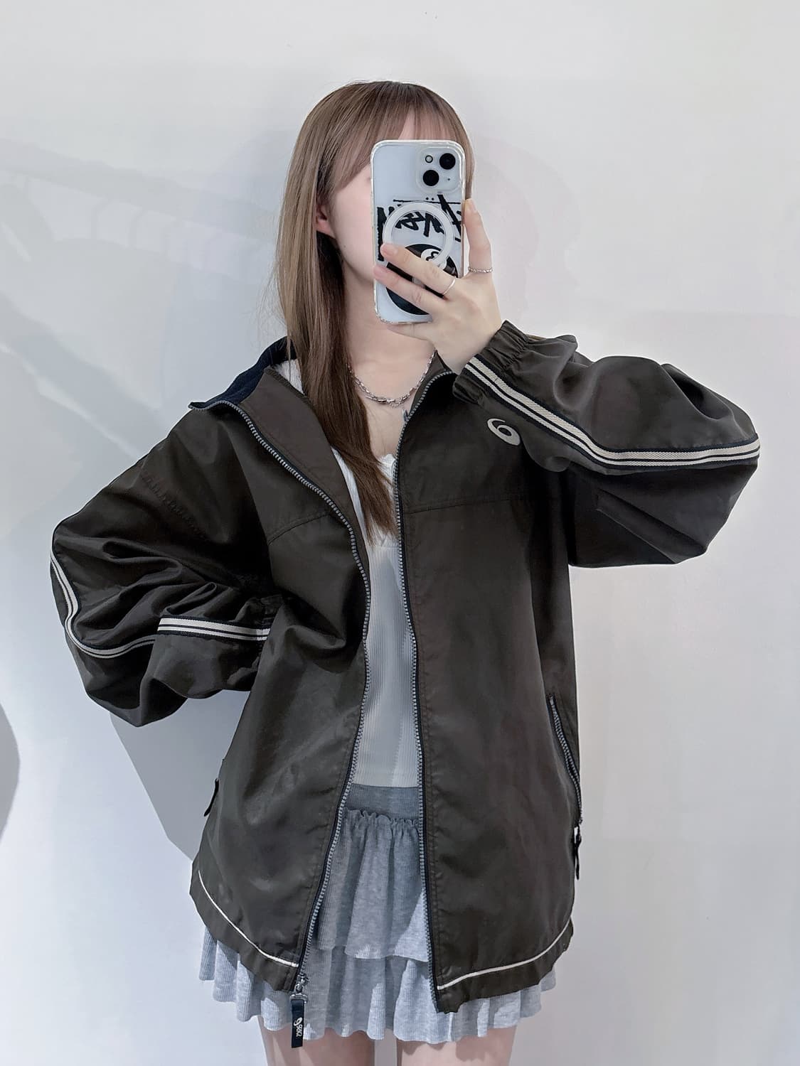 아식스 90‘s 초코브라운 바람막이 상품이미지1