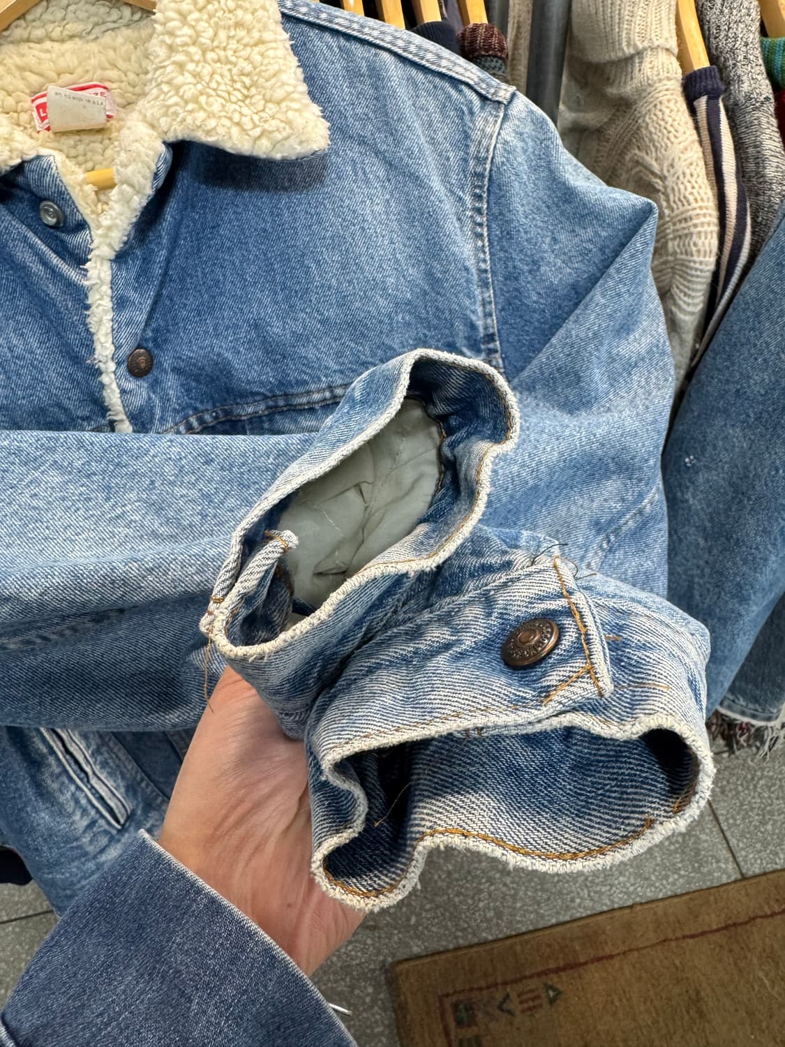 80s 리바이스 빈티지 오렌지탭 쉐르파 데님 트러커 자켓 웨스턴 상품이미지8