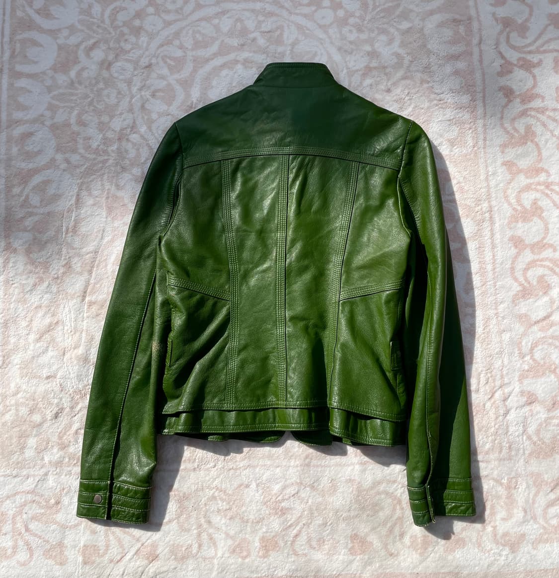Italian Green Leather Rider Jacket  상품이미지5