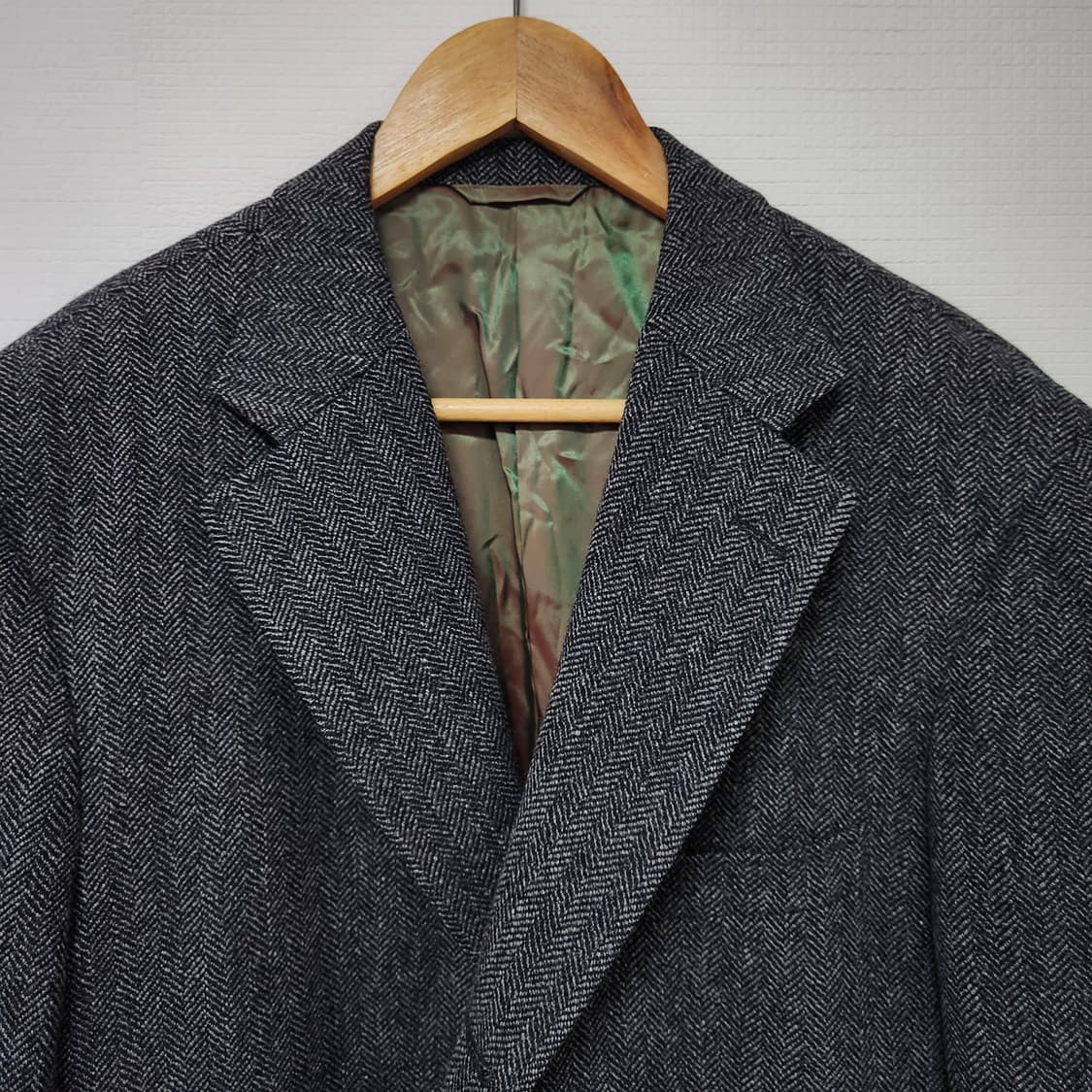 90s Newyorker 울 알파카 헤링본 3 버튼 색 재킷 상품이미지4