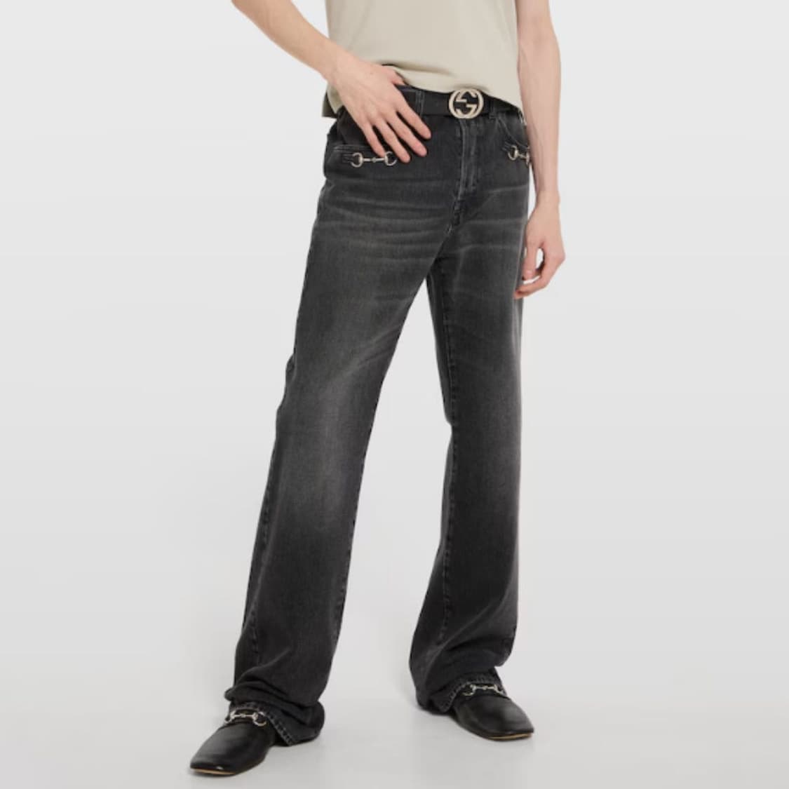 [34] 구찌 뎀나 홀스빗 데님 팬츠 그레이 상품이미지2