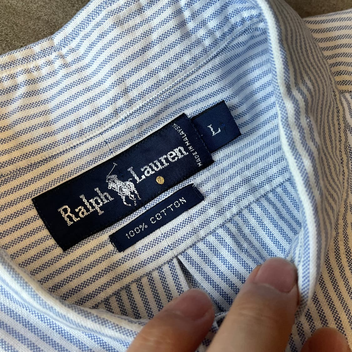 폴로 정품 스카이블루 옥스포드 스트라이프 반팔 셔츠 상품이미지5