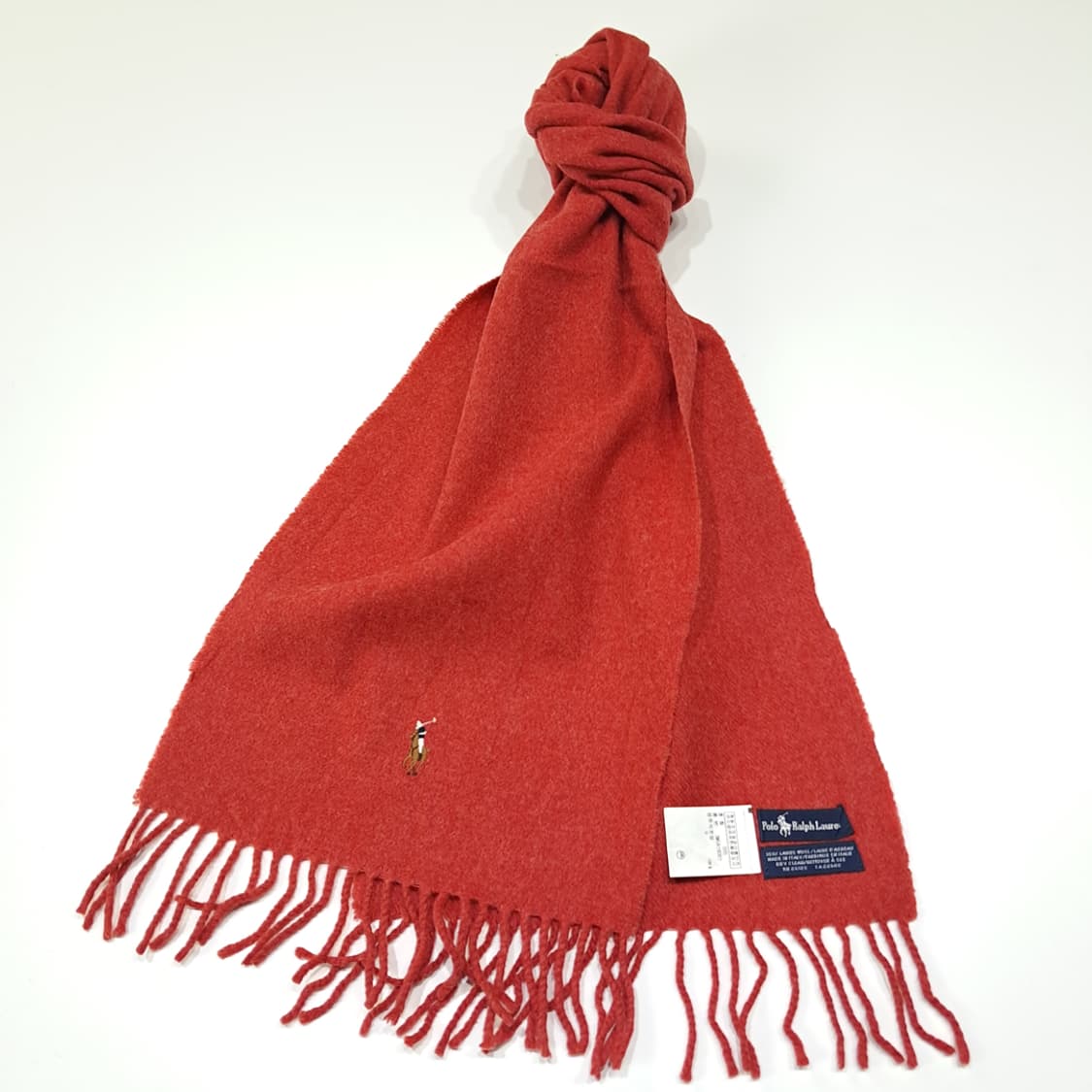 MX609 폴로 90s 이태리판 램스울 포니자수 레드 머플러 목도리 상품이미지2