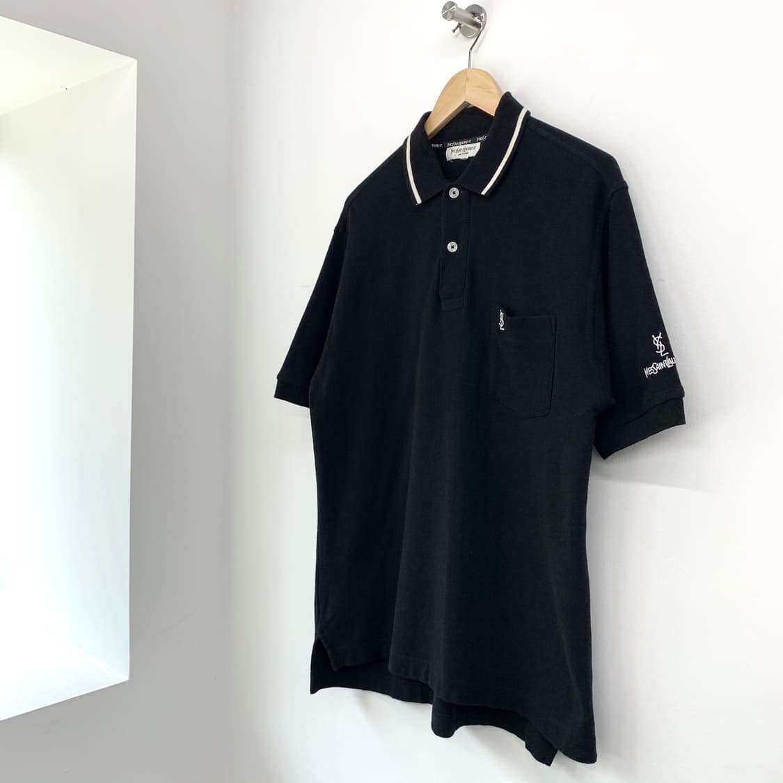 YSL 90s 제팬 라인 미니멀 블랙 PK티 상품이미지5