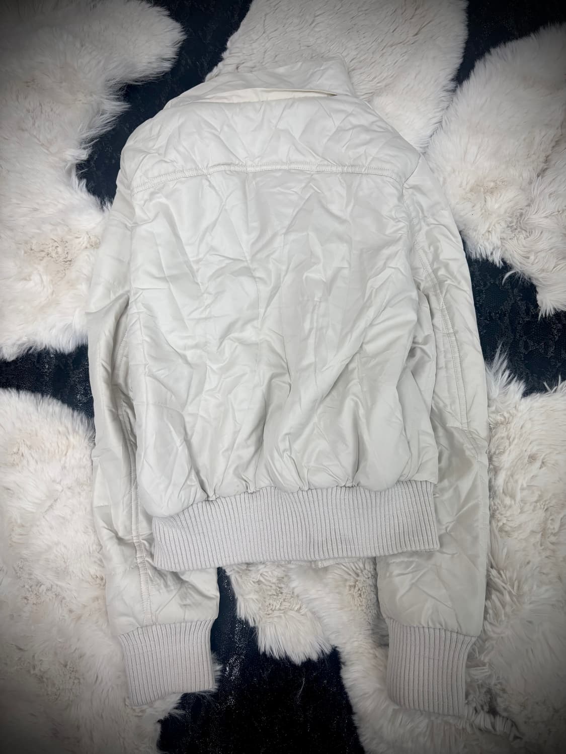 [00‘s] White High-Neck Layered Bomber Fi 상품이미지5