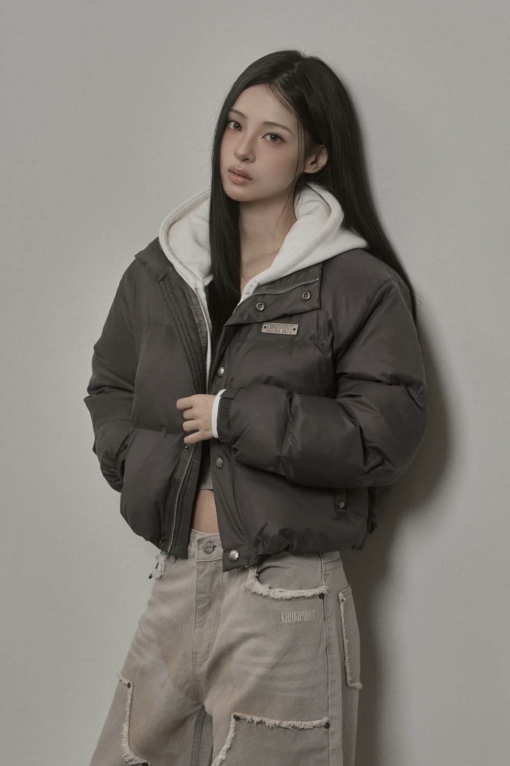 오늘만)카키포인트 패딩 Stud Padded Jacket charcoal 상품이미지1