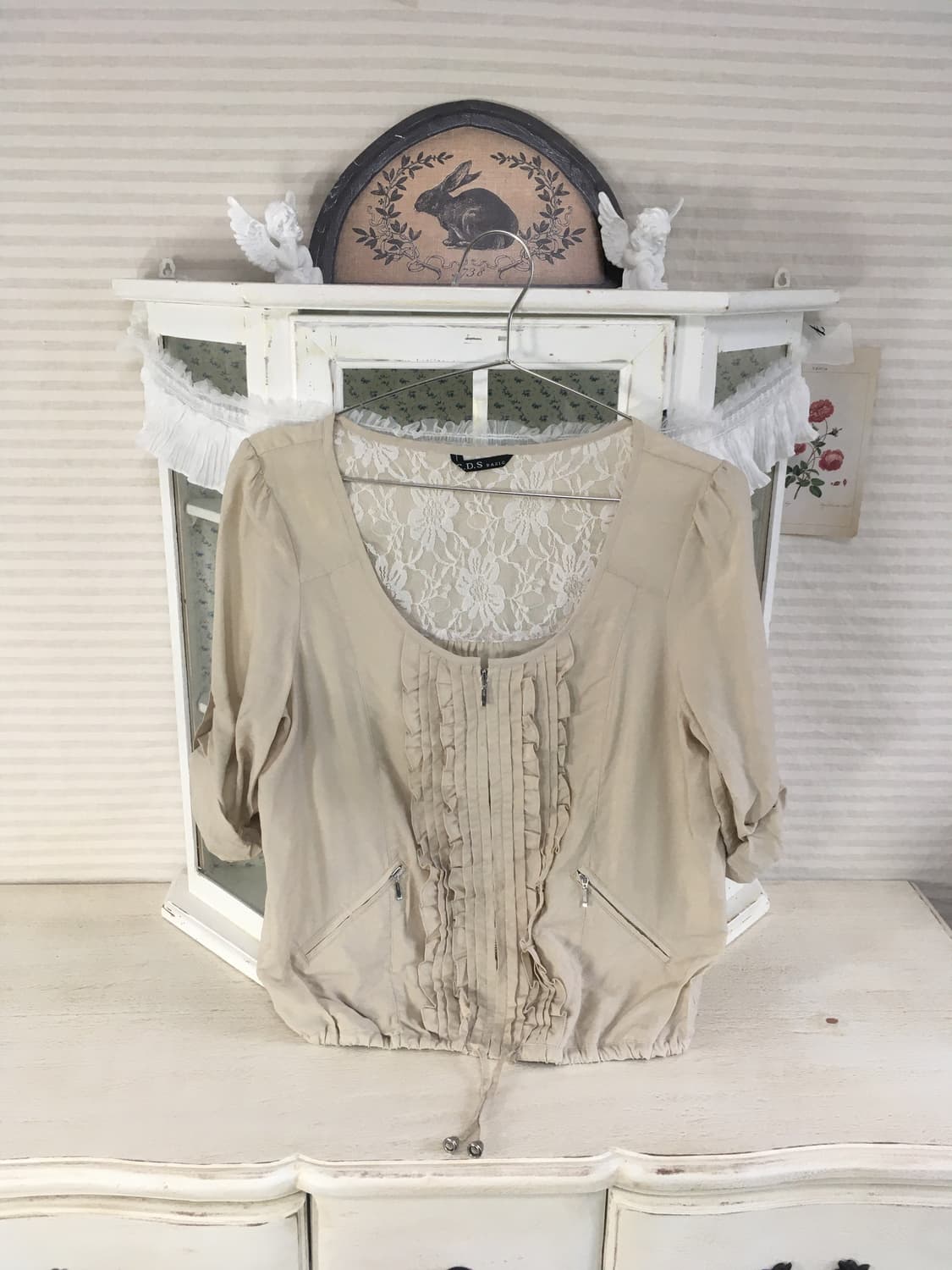일본빈티지 c.d.s 아이보리 프릴 롤업자켓 상품이미지7