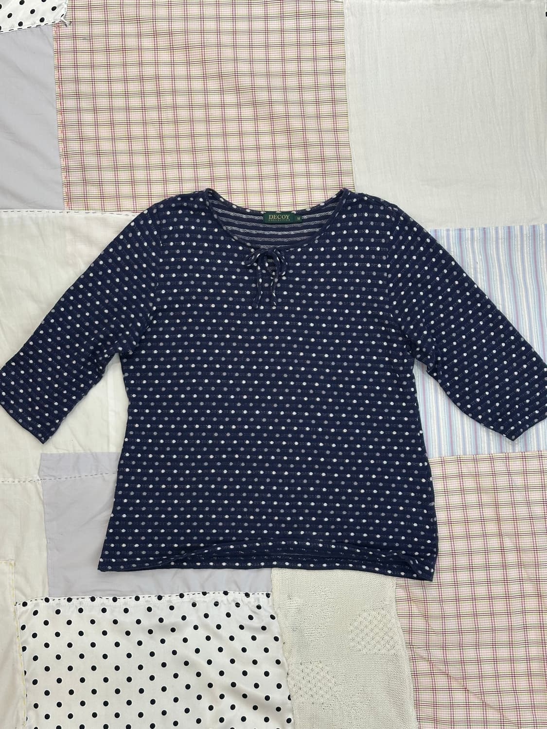 네이비 도트 리본 티 상품이미지6