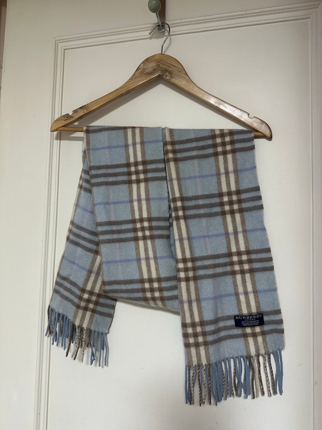 버버리 캐시미어 머플러 블루 체크 상품이미지1