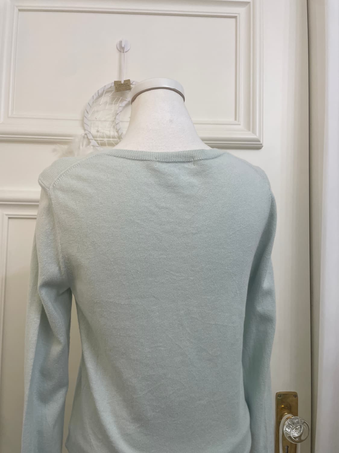 UNIQLO sheer mint basic v-neck knit top 상품이미지4