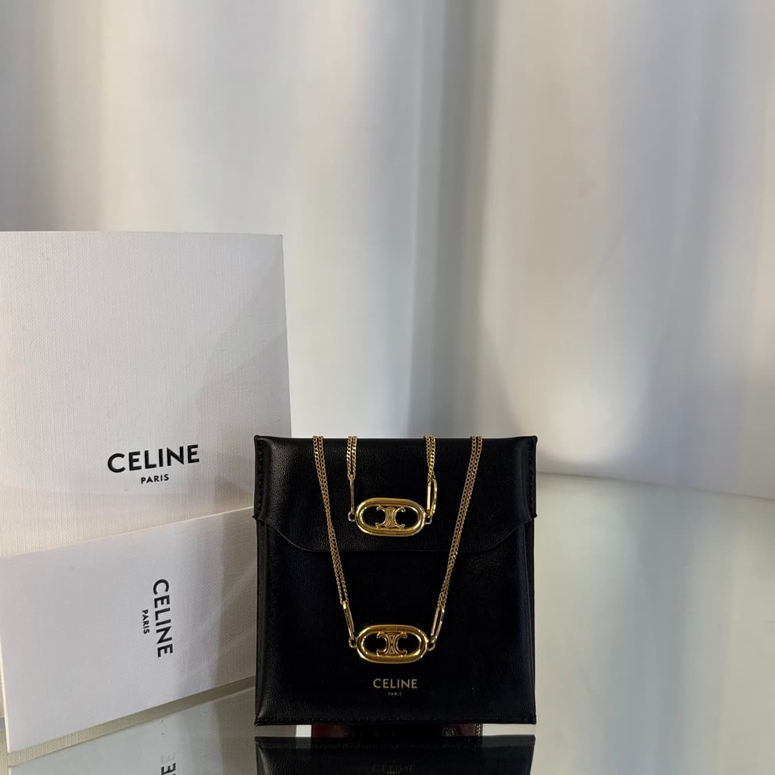 [정품] 셀린느 트리옹프 금장 목걸이 / 팔찌 세트 상품이미지1