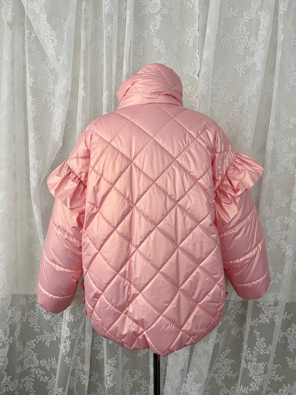 F) 워브먼트 WOVEMENT 필로우 퀼티드 숏 패딩 핑크 상품이미지2